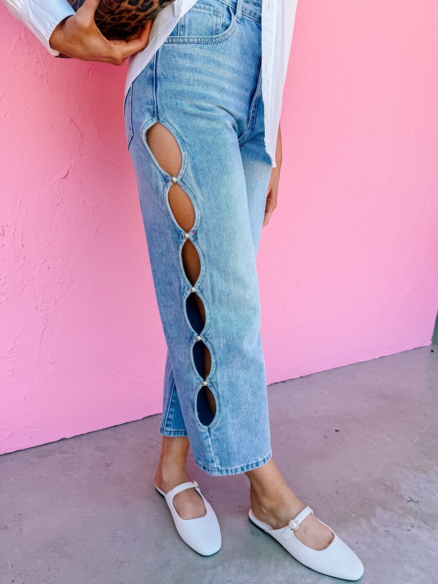 Bliss Cut Out Wide Leg Jeans