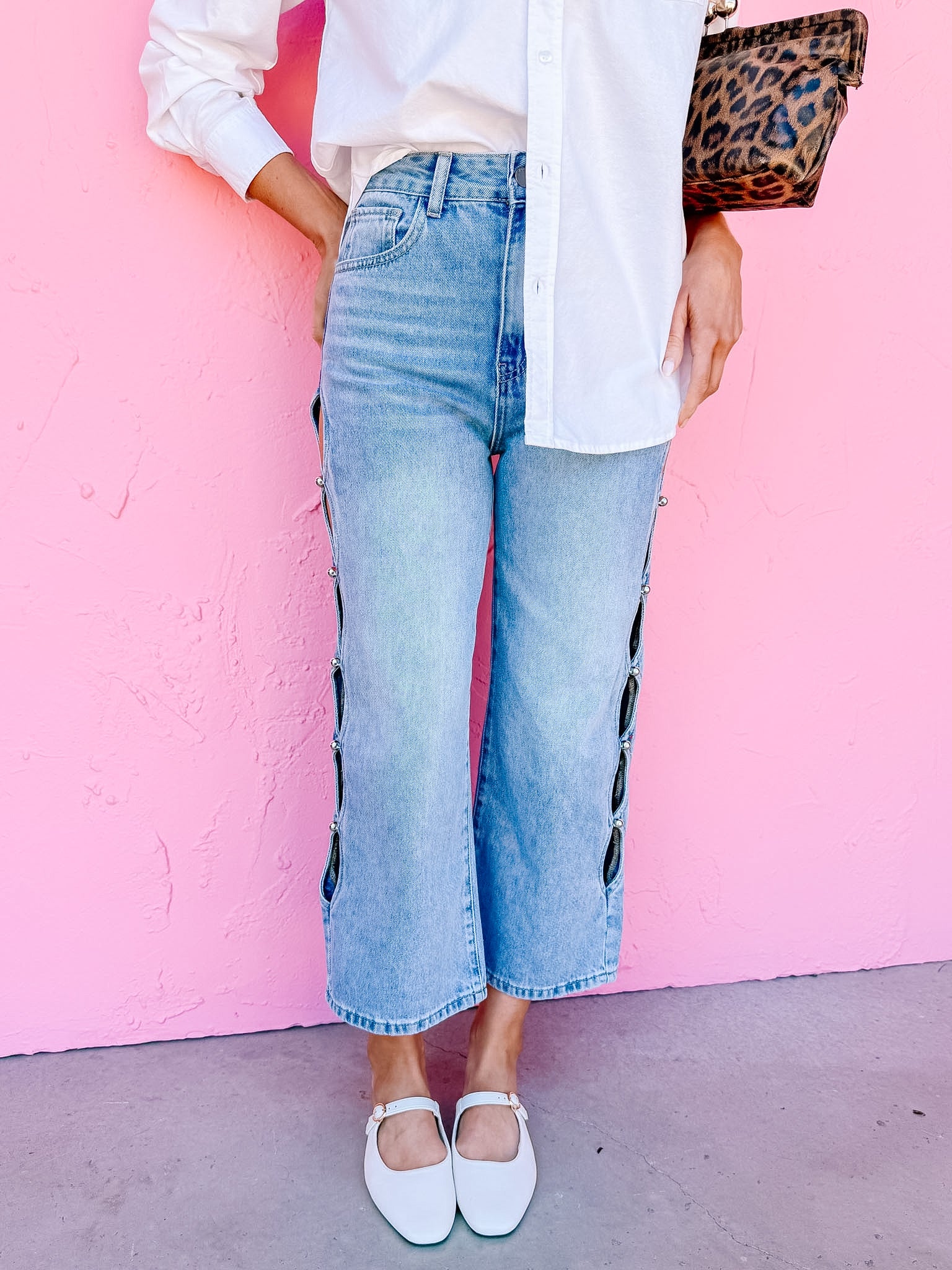 Bliss Cut Out Wide Leg Jeans