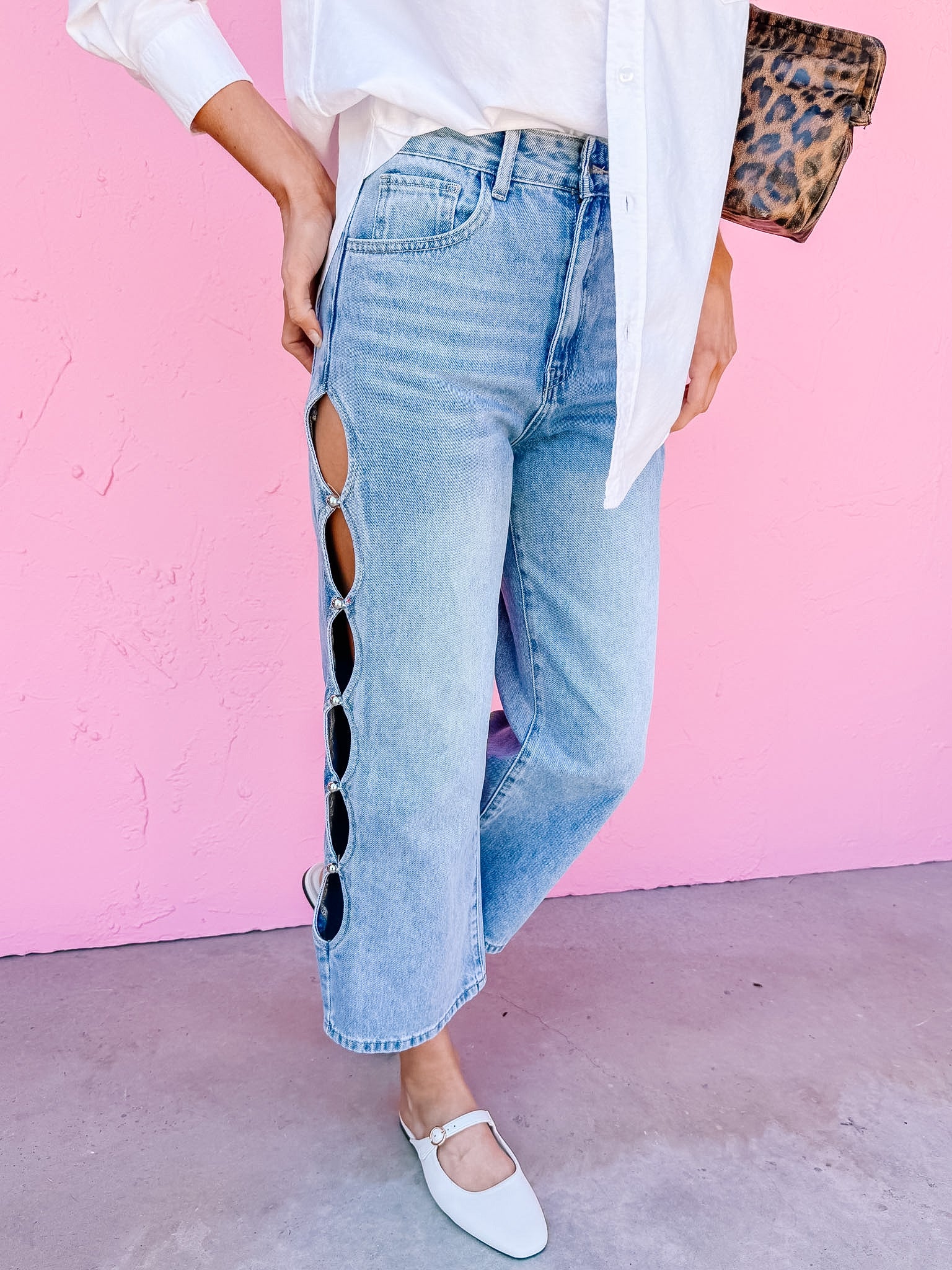 Bliss Cut Out Wide Leg Jeans