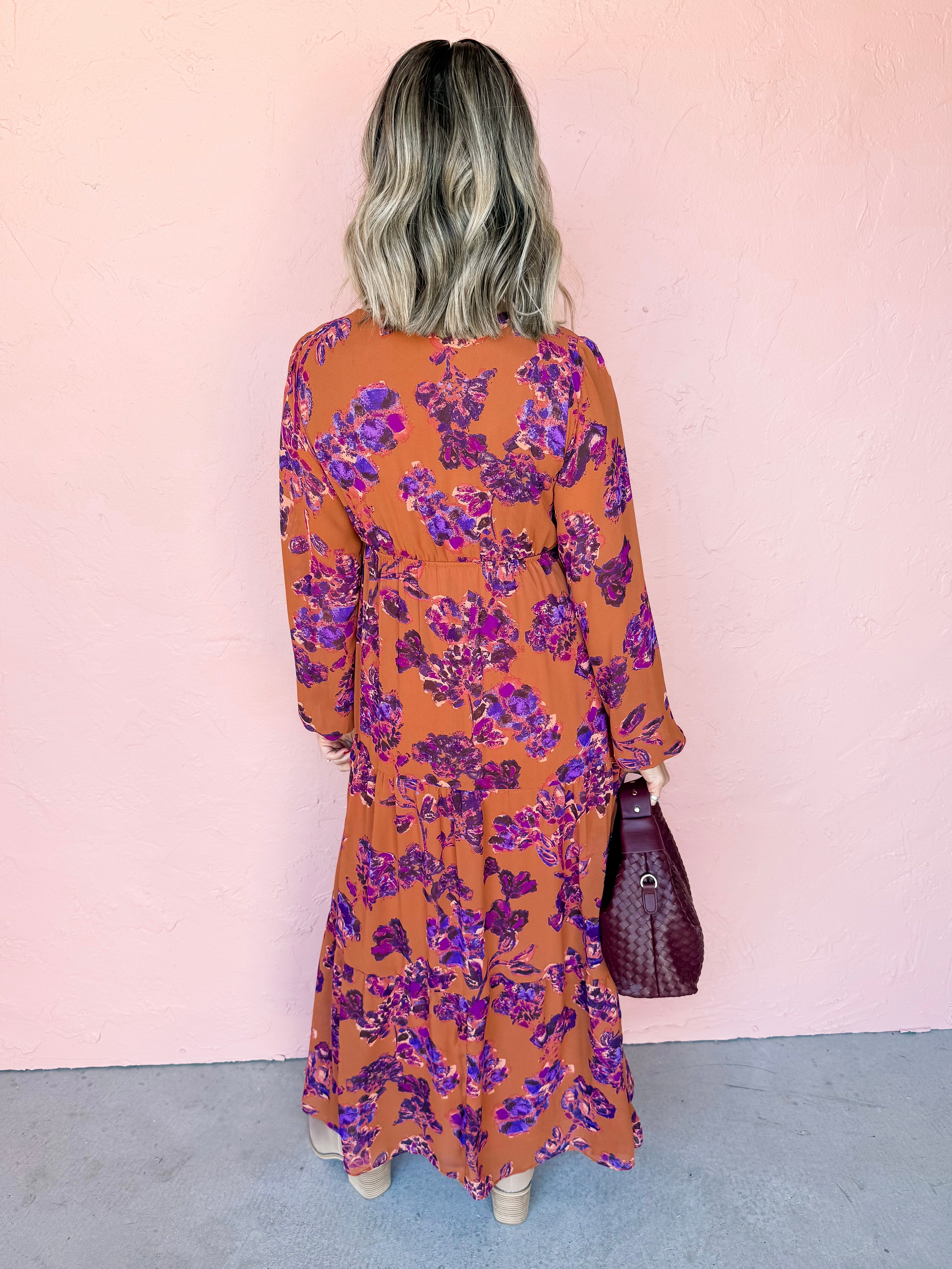 Blissful Feelings Floral V Neck Maxi Dress