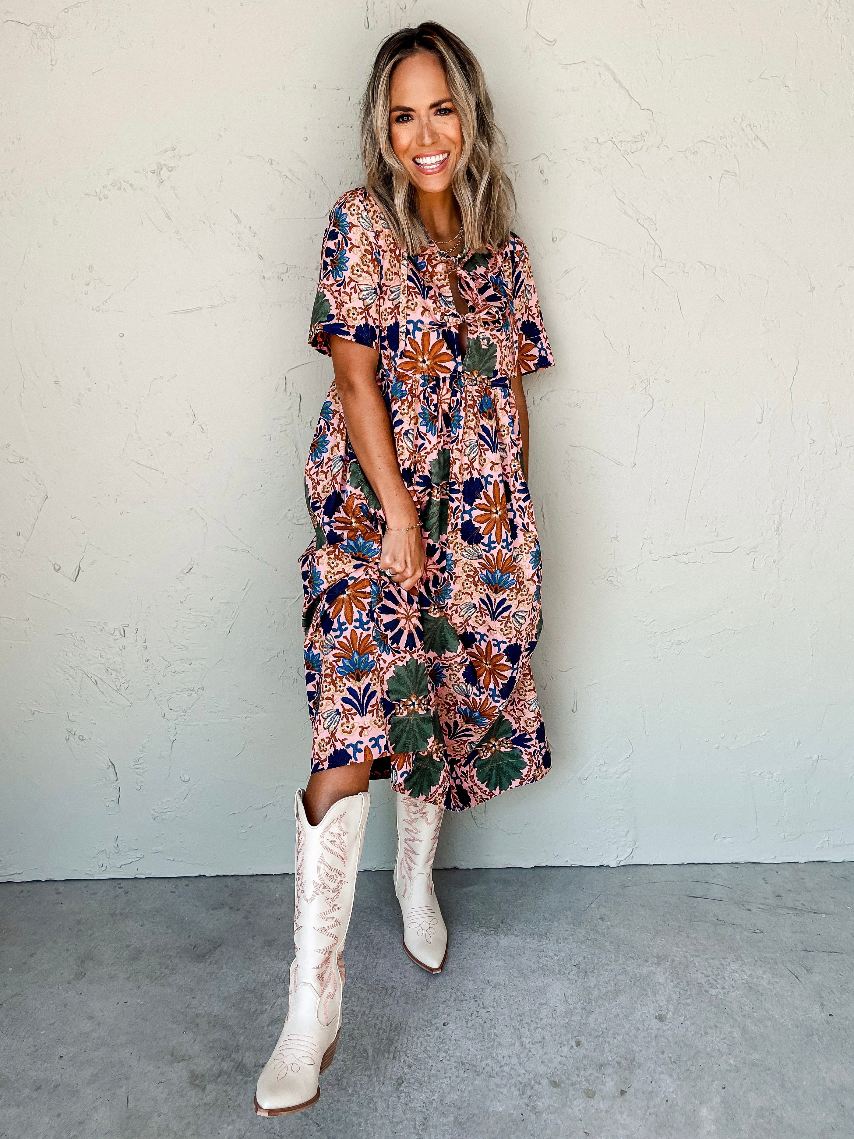 Blush And Bashful Floral Midi Dress