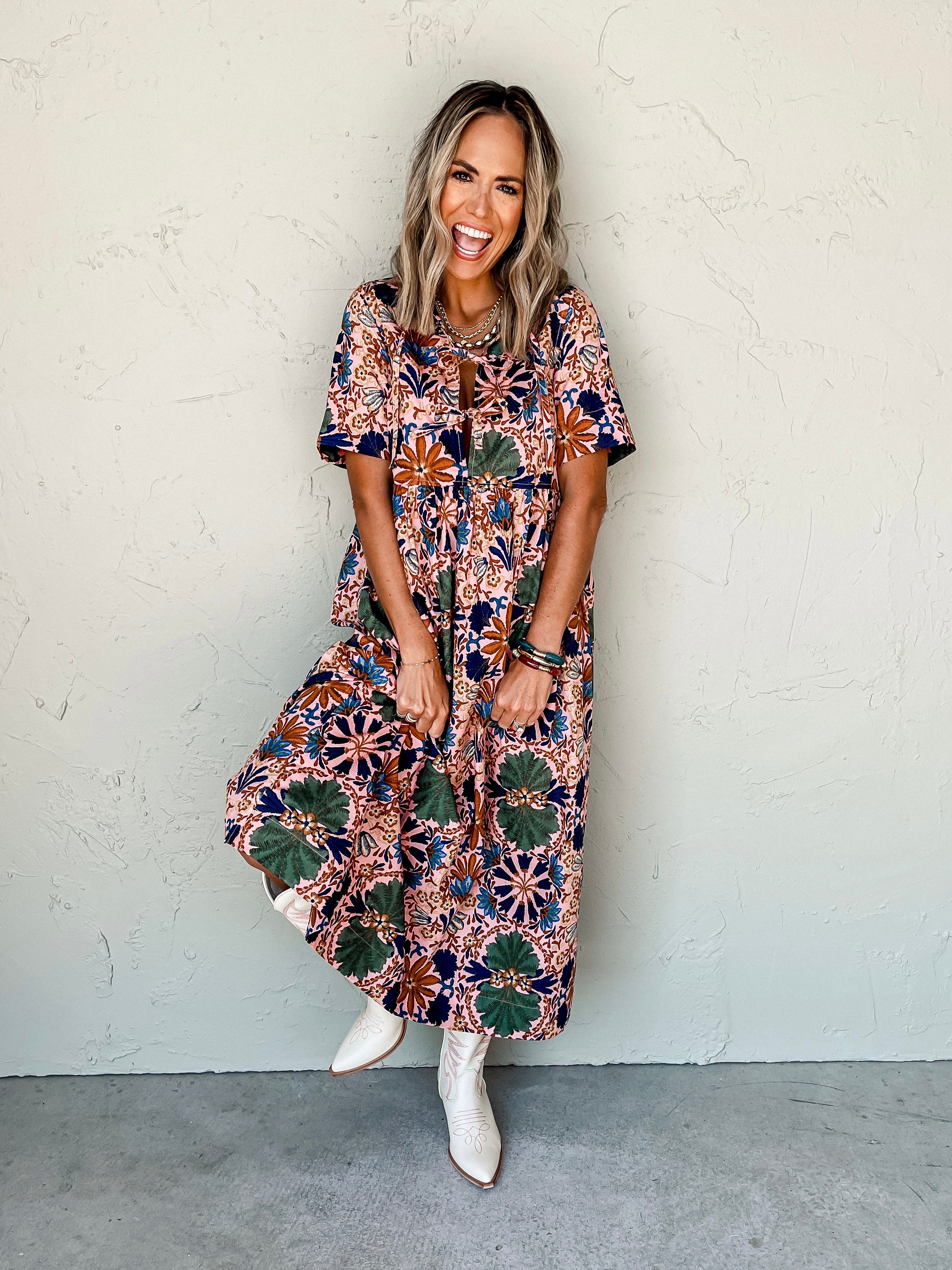 Blush And Bashful Floral Midi Dress