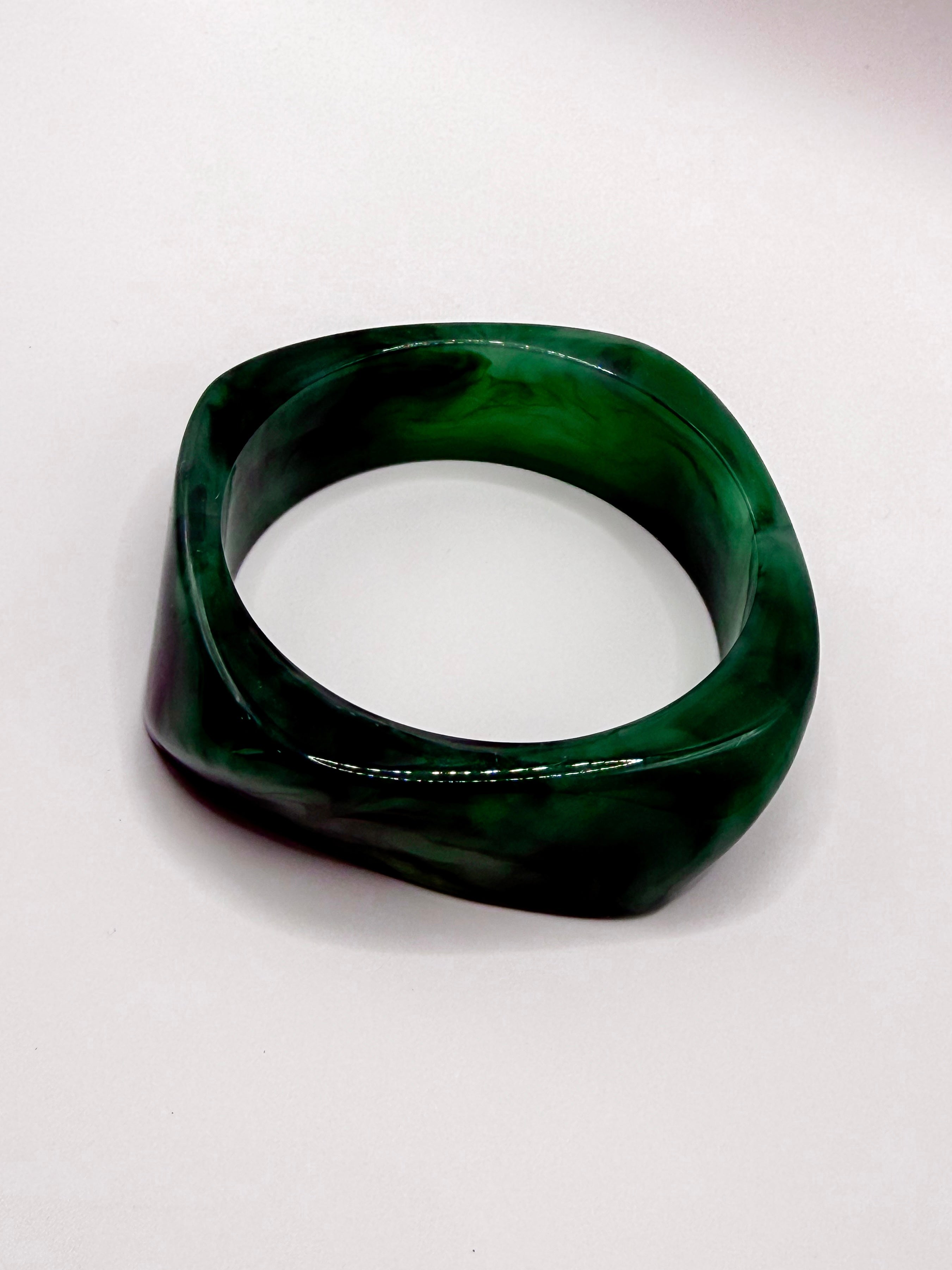 Bonnie Acrylic Chunky Bangle Bracelet-Dark Green
