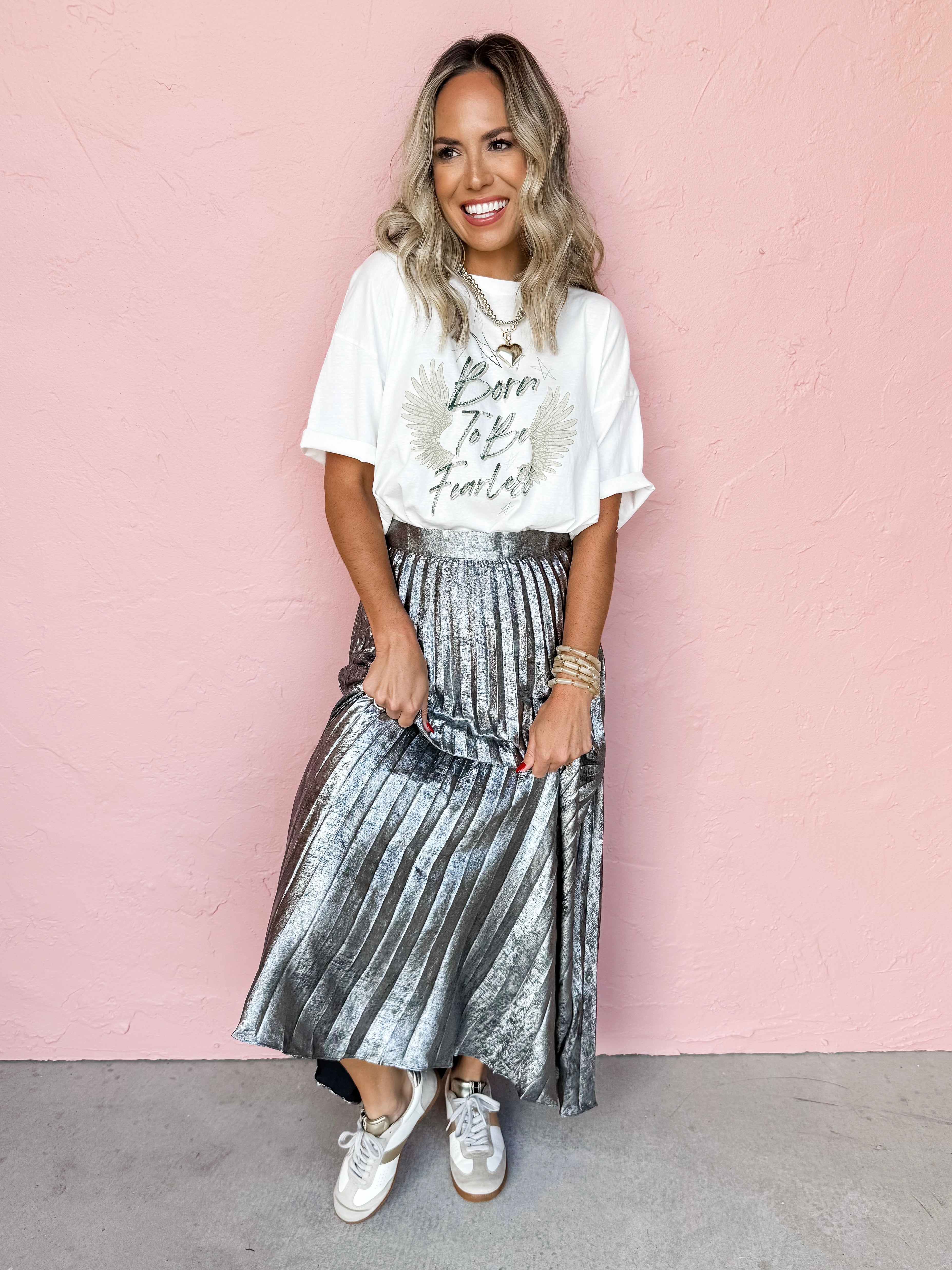 Everything And More Metallic Maxi Skirt