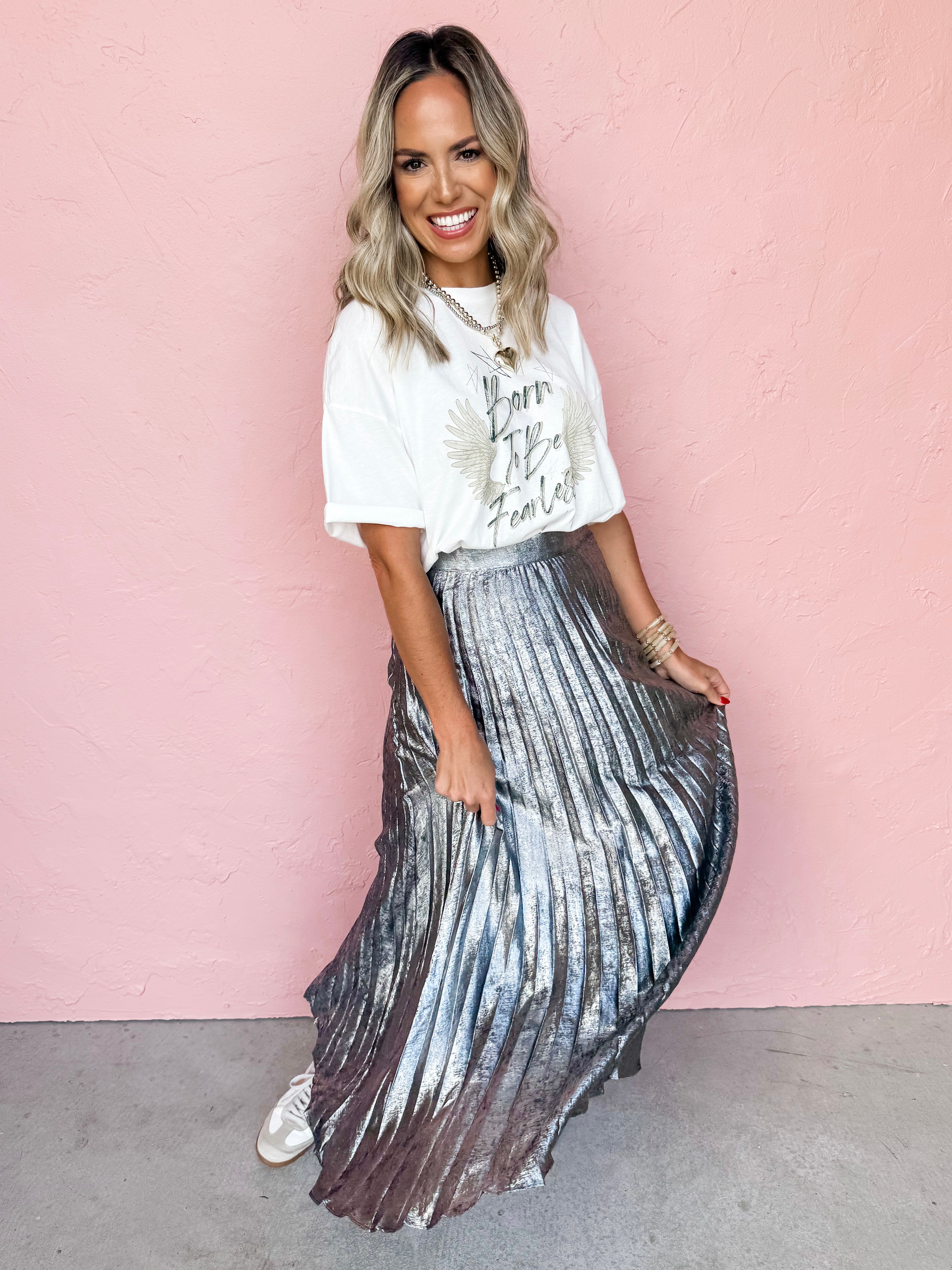 Everything And More Metallic Maxi Skirt