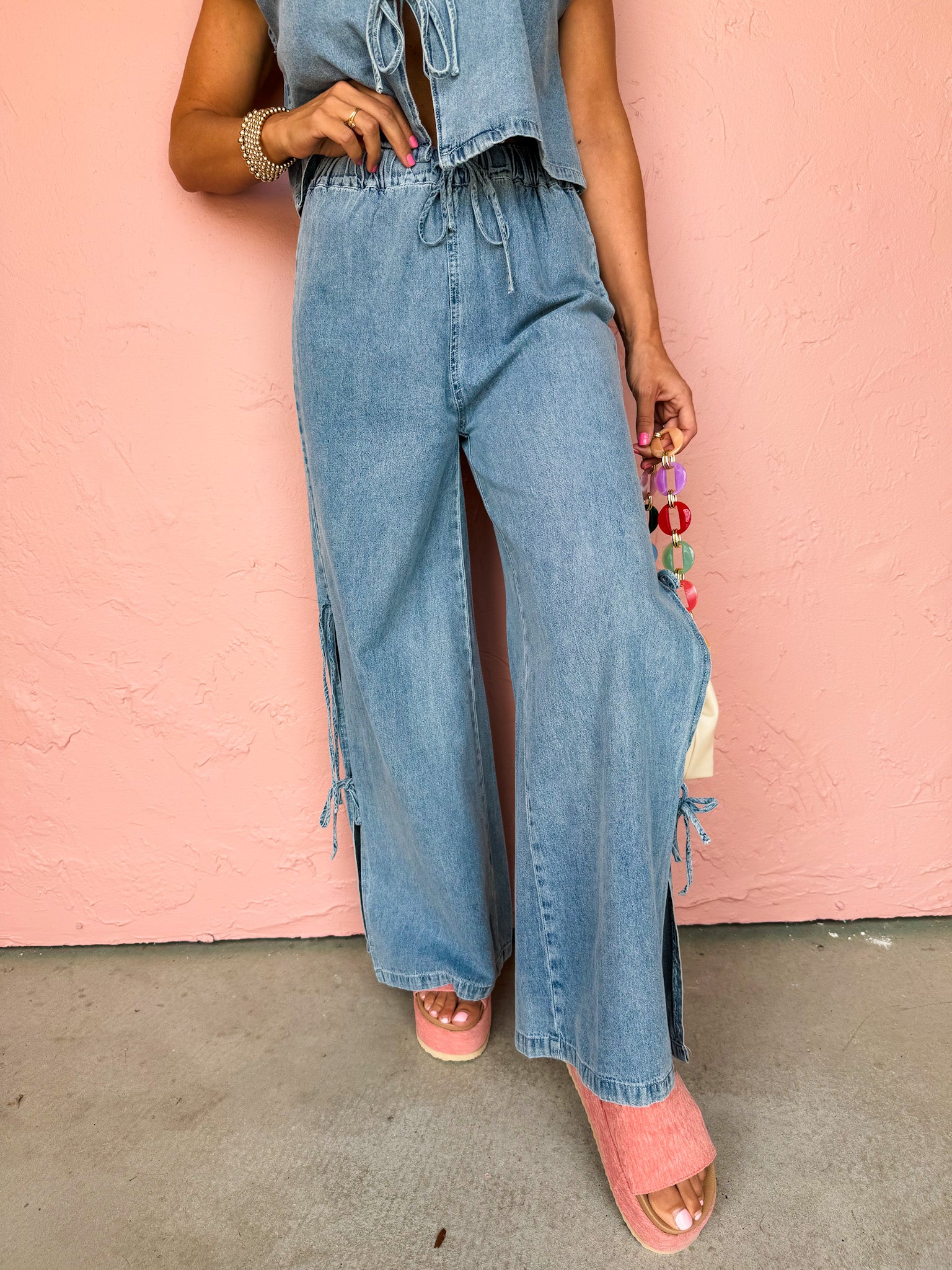 Bows And Kisses Side Tie Pants