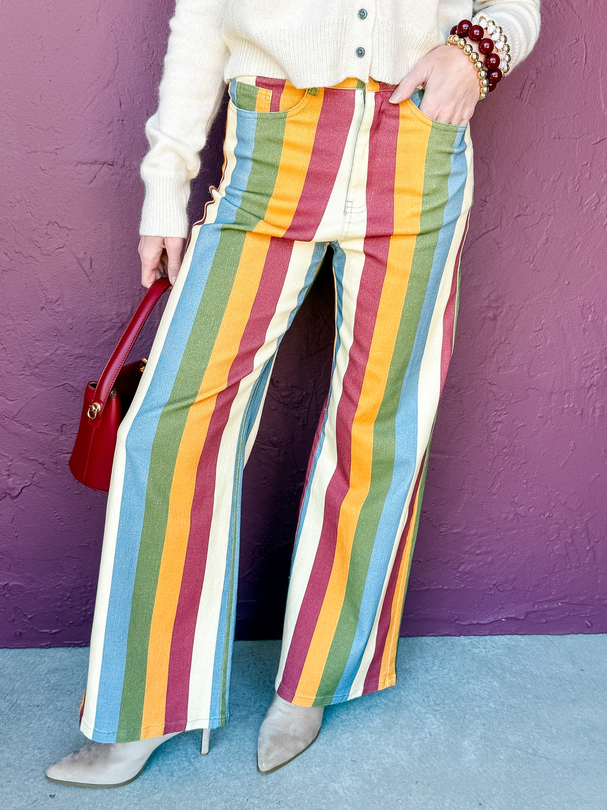 Brandy Multi Stripe Wide Leg Pants-Vintage