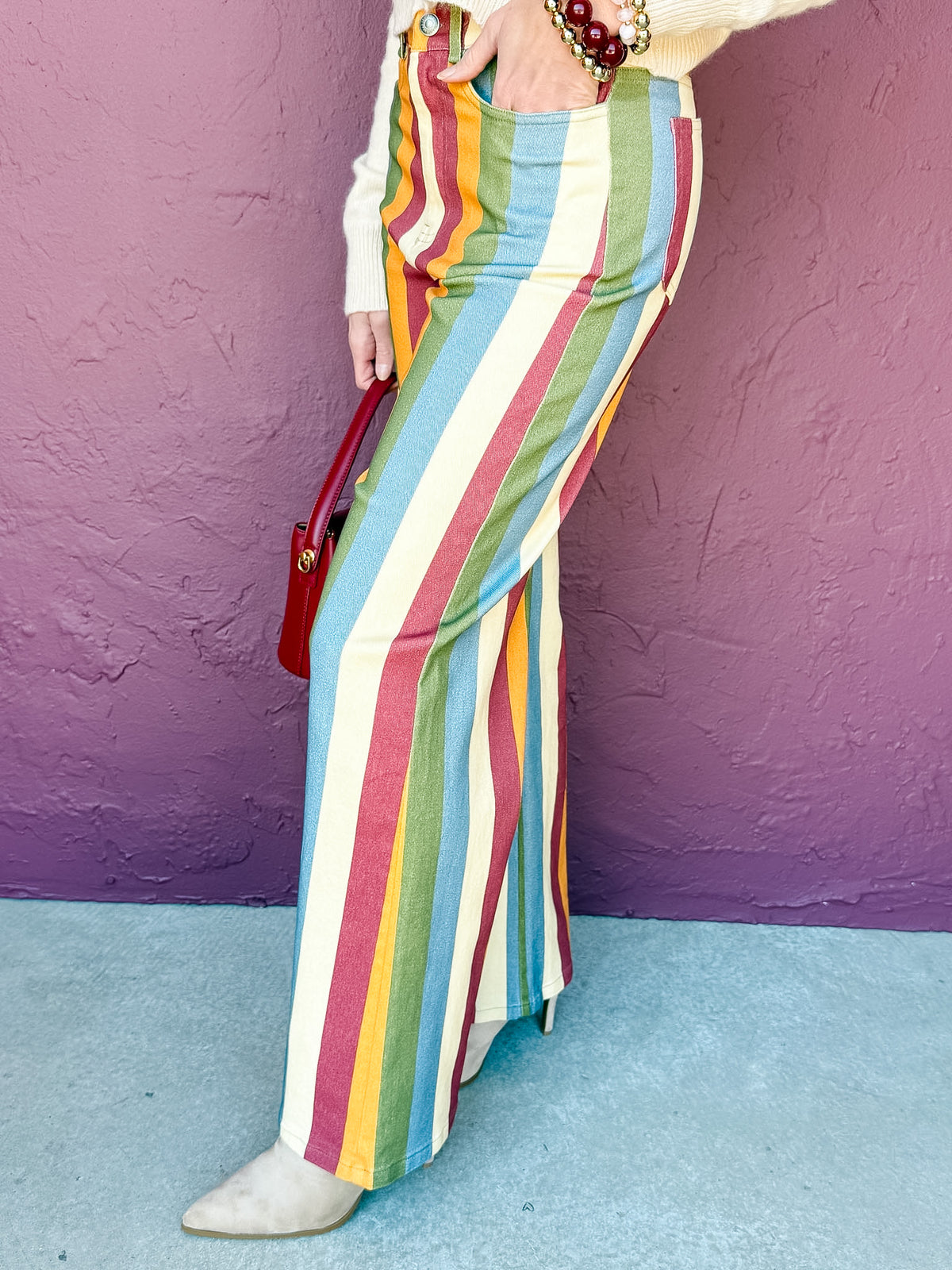 Brandy Multi Stripe Wide Leg Pants-Vintage