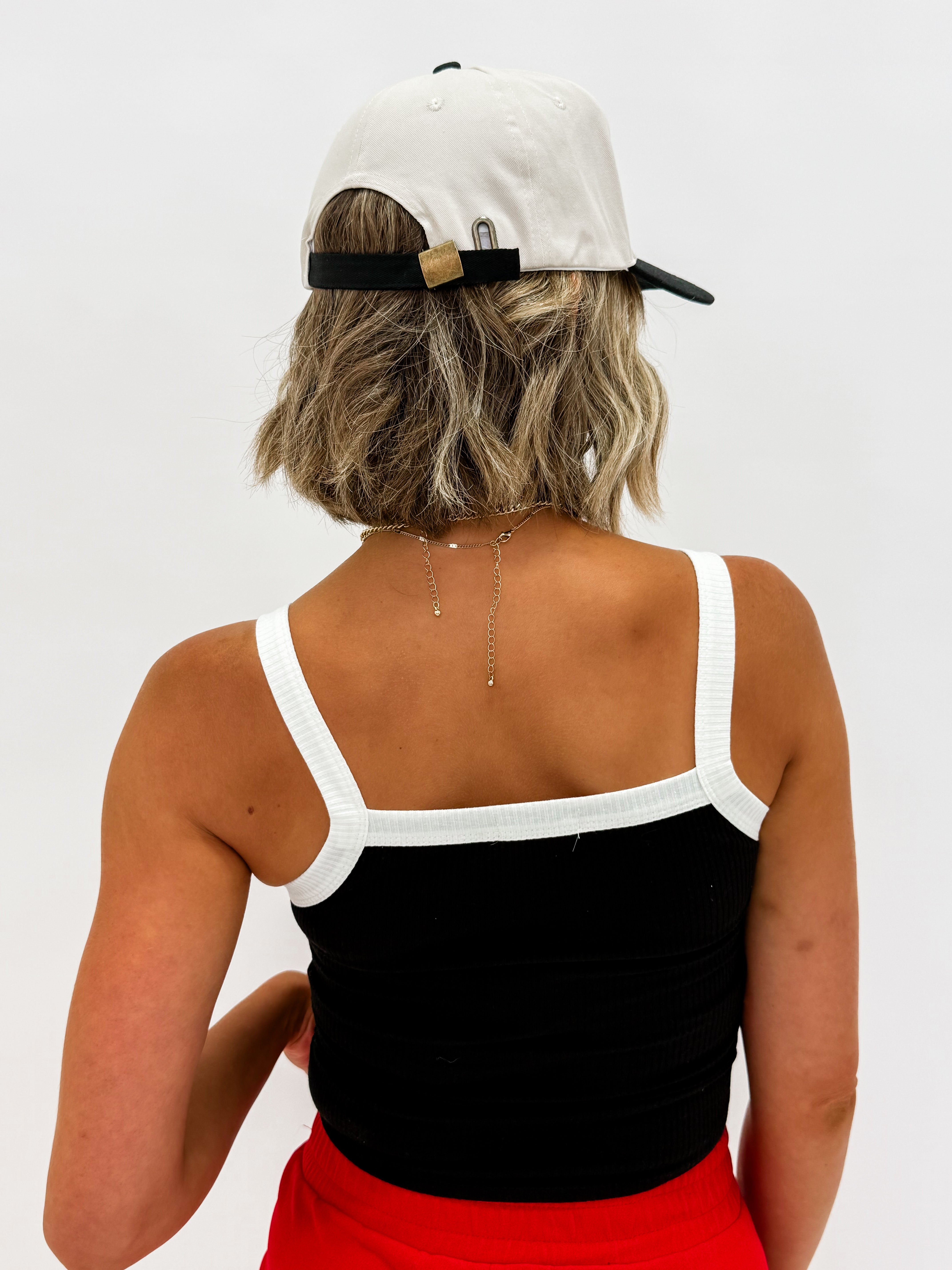 Bree Contrast Tank Top-Black