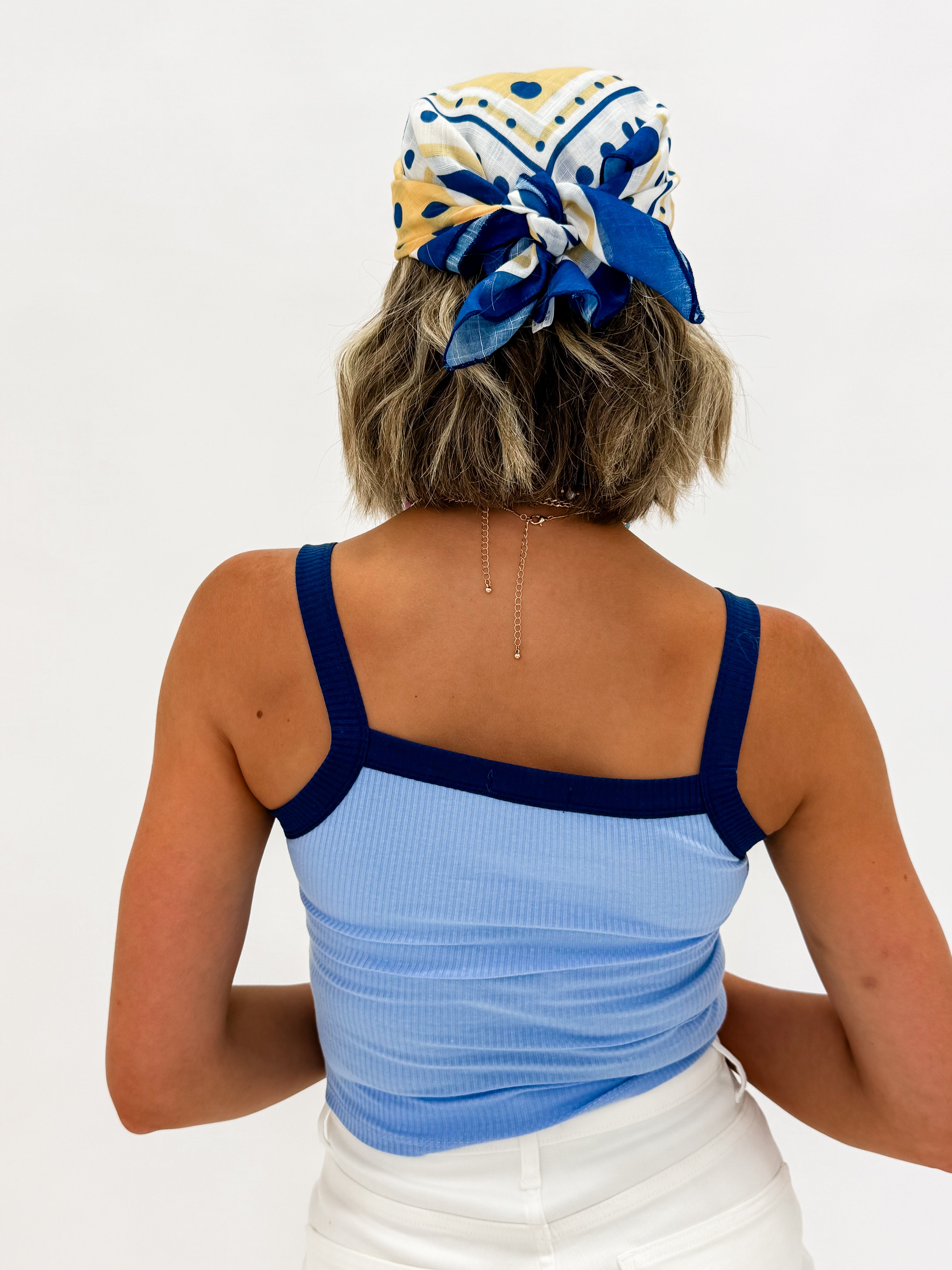 Bree Contrast Tank Top-Blue