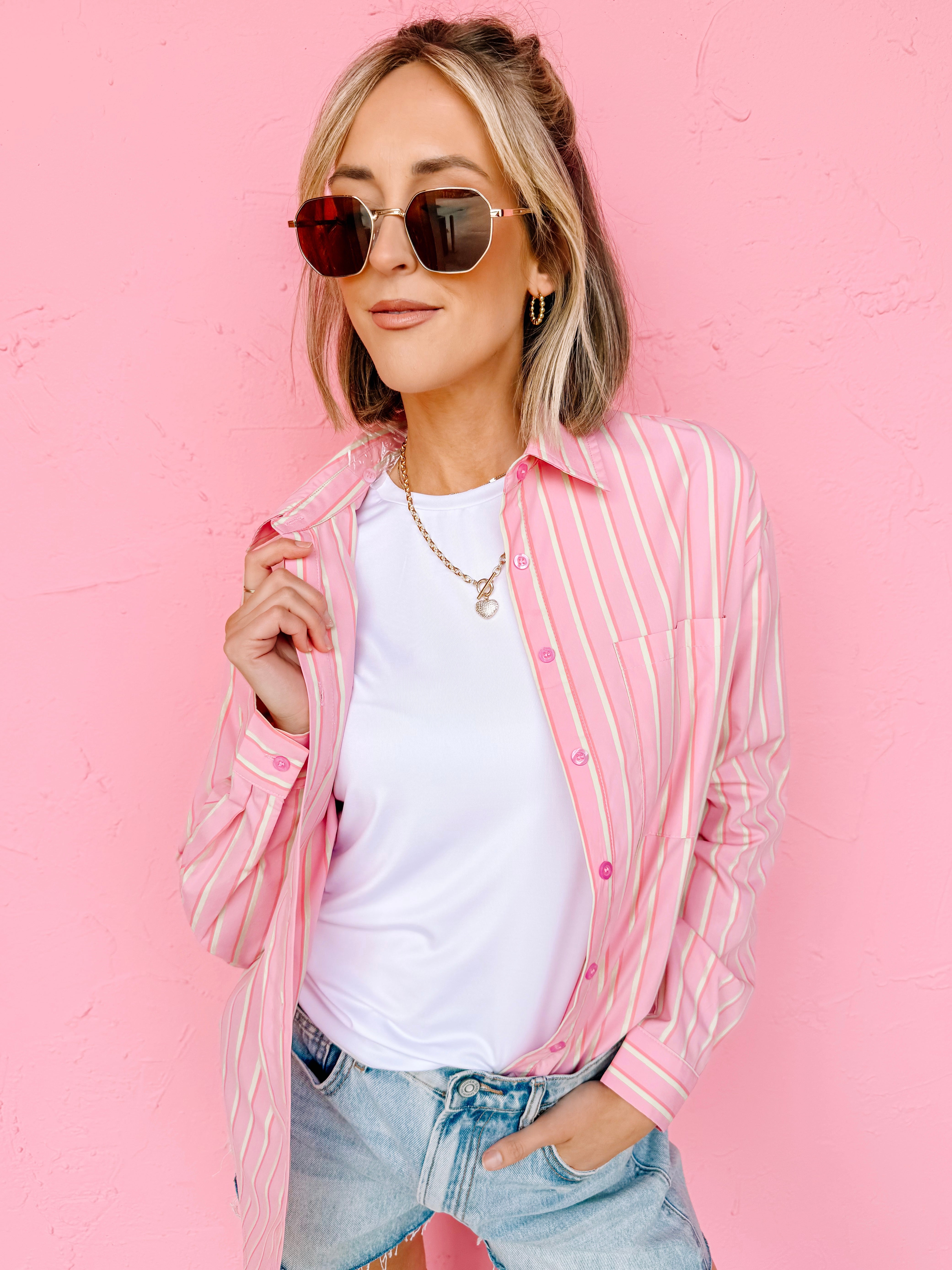 Briana Striped Button Front Shirt