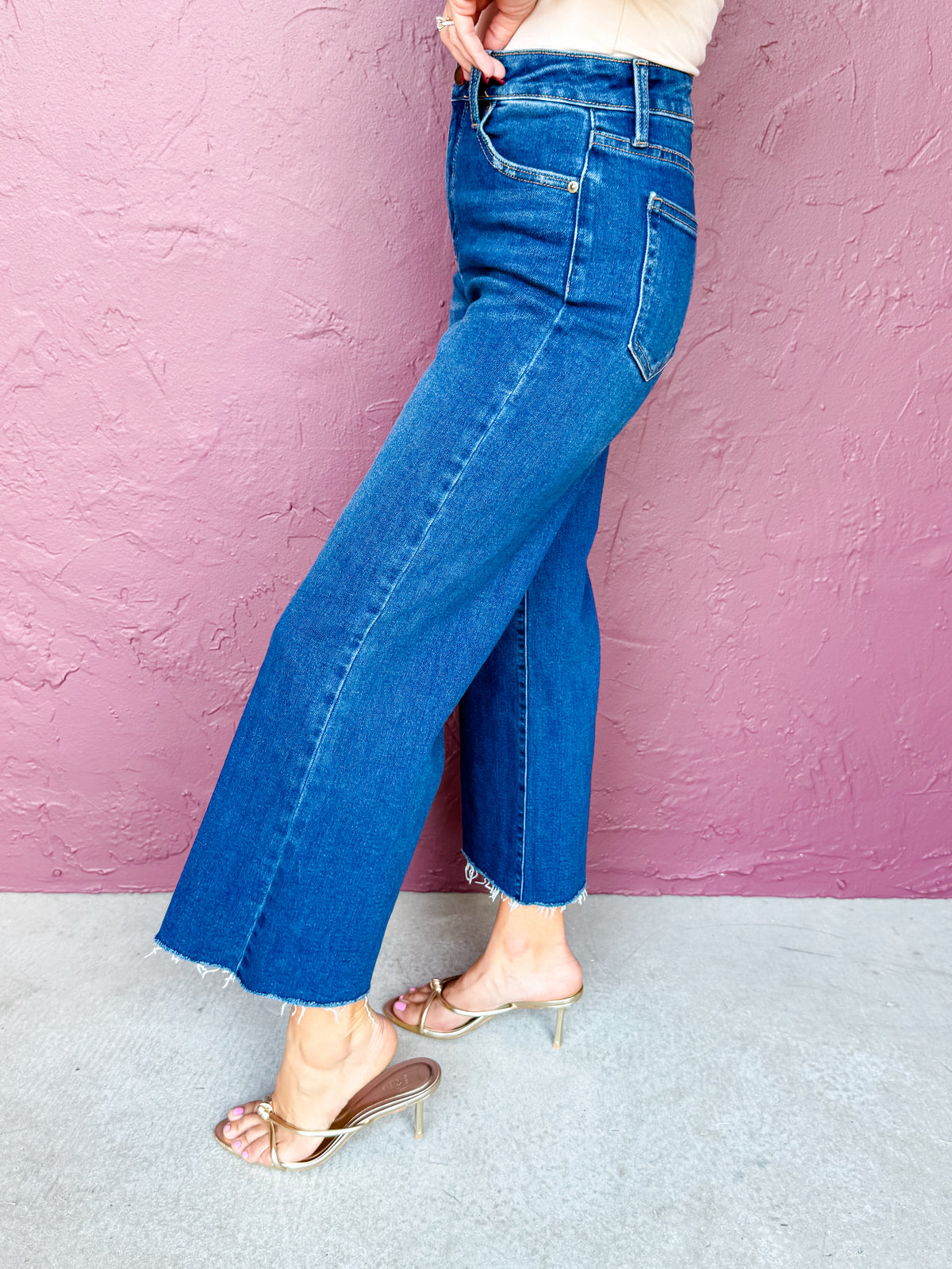 Bristol Slim Wide Leg Dark Denim Jeans