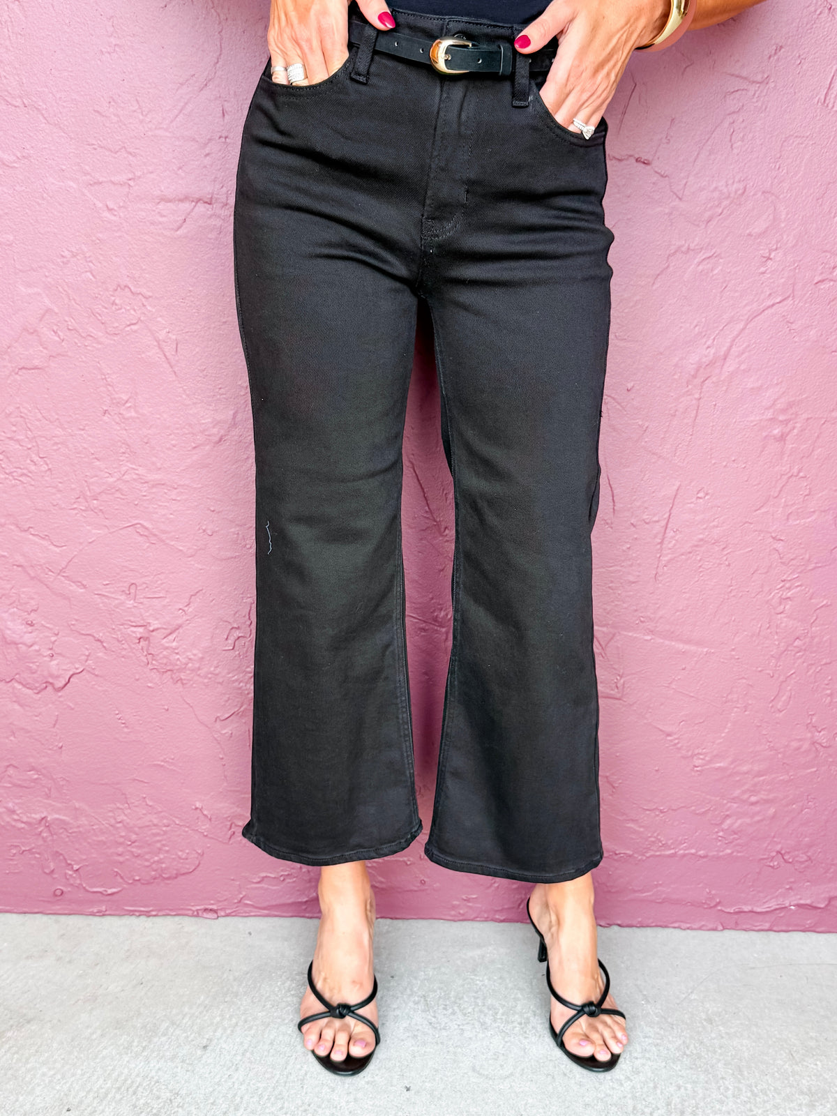 Brooklyn Black Slim Wide Leg Jeans