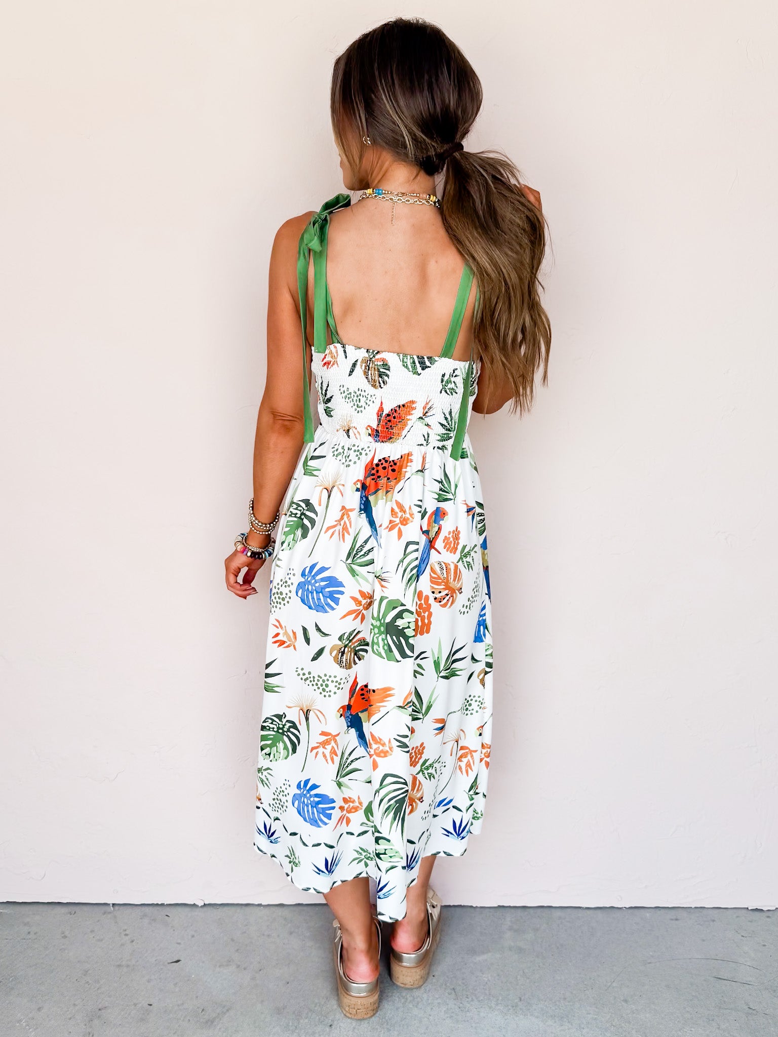 By The Bay Shoulder Tie Midi Dress