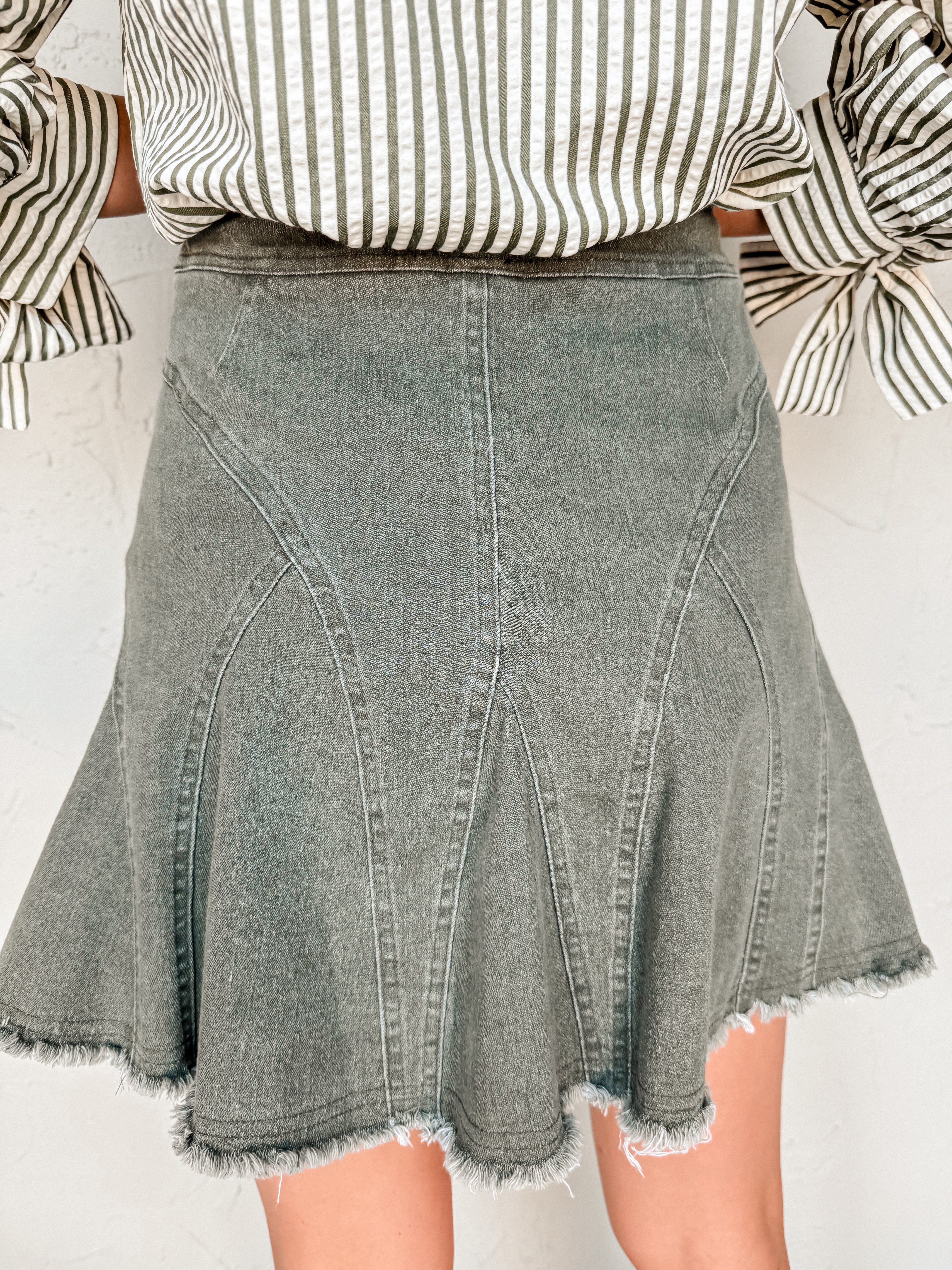 Call It Easy Denim Ruffled Mini Skirt