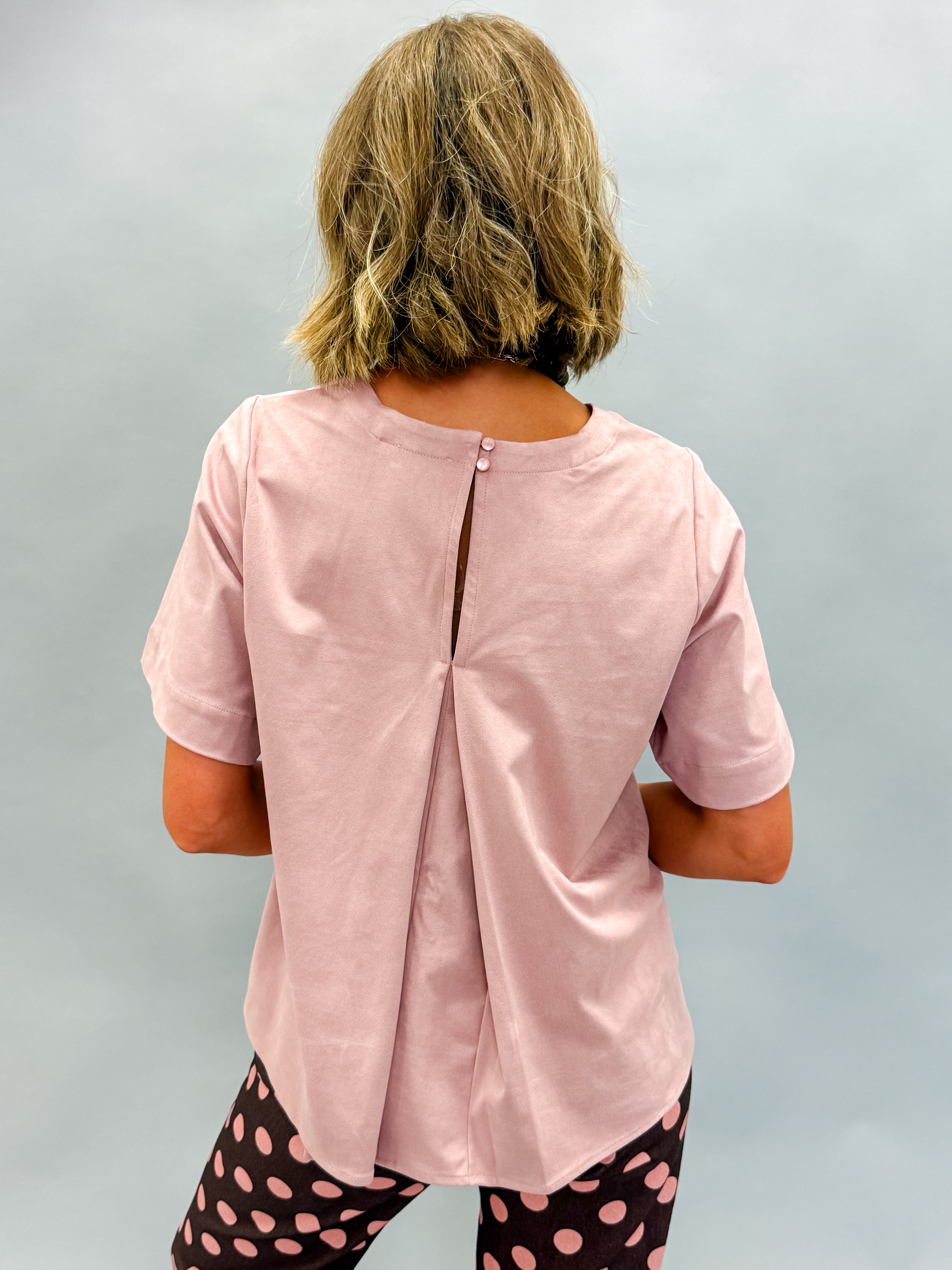 Calla Faux Suede Crewneck Top-Dusty Rose