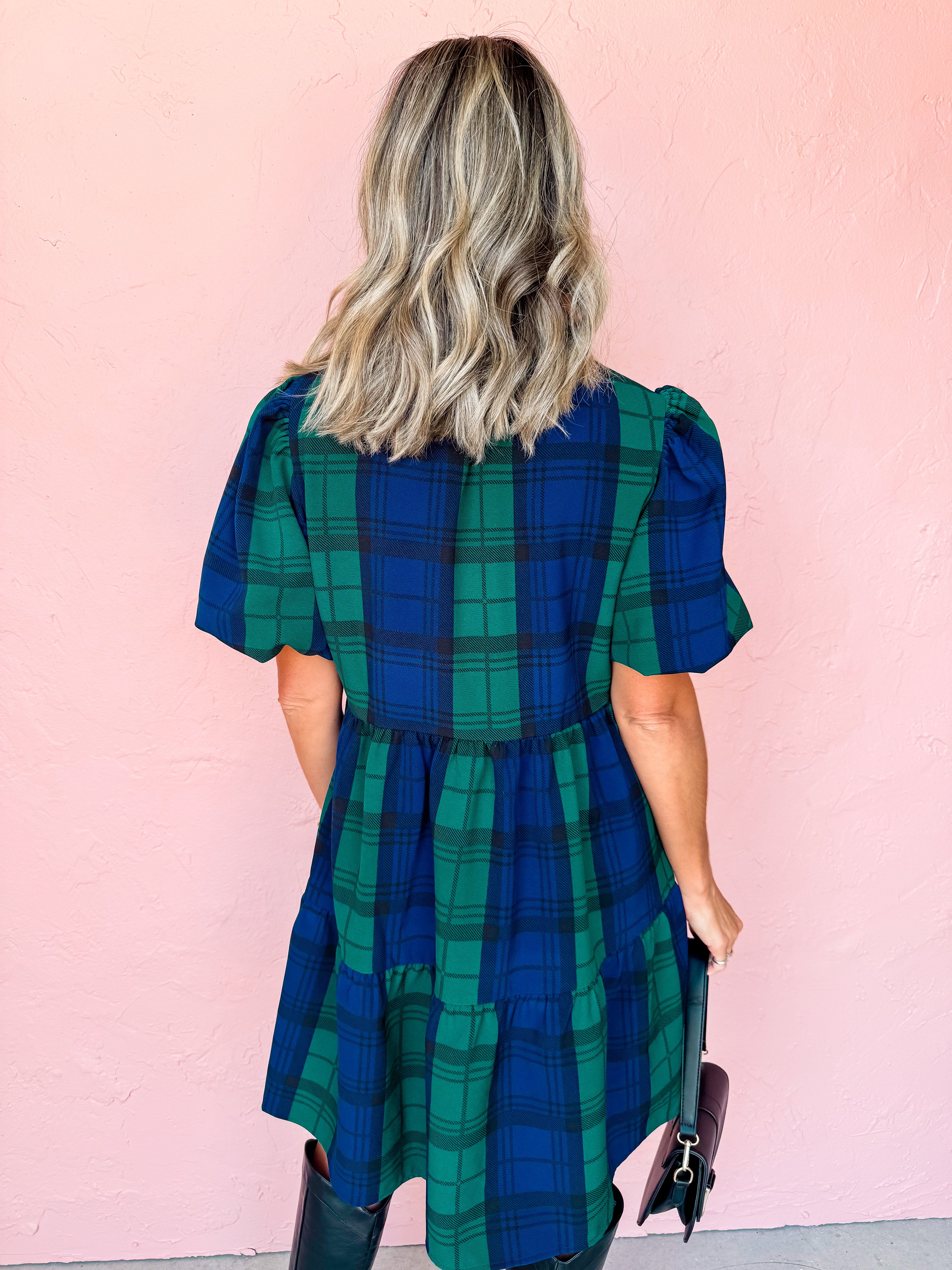 Calling For You Plaid Babydoll Dress