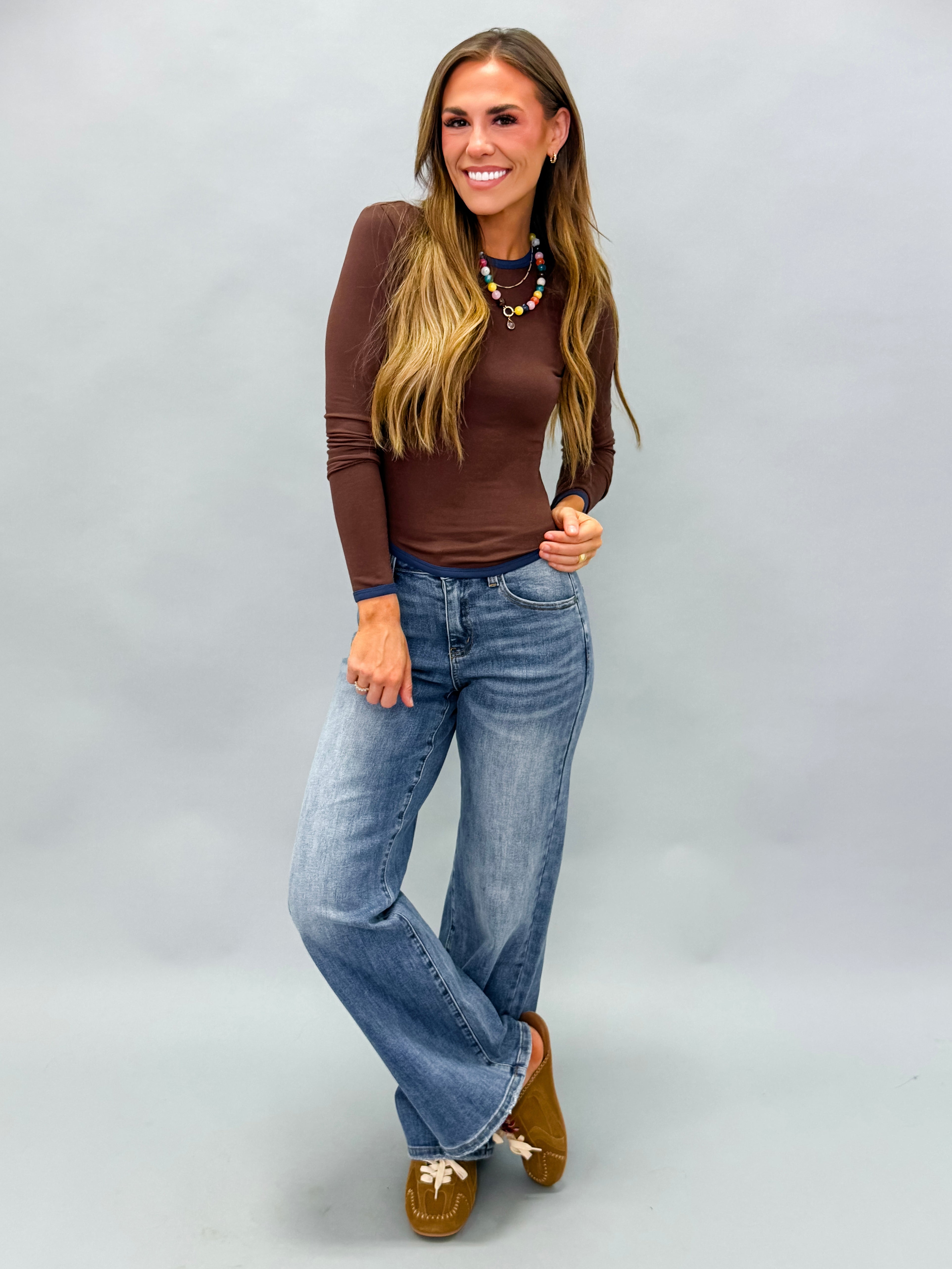 Callista Contrast Trim Top