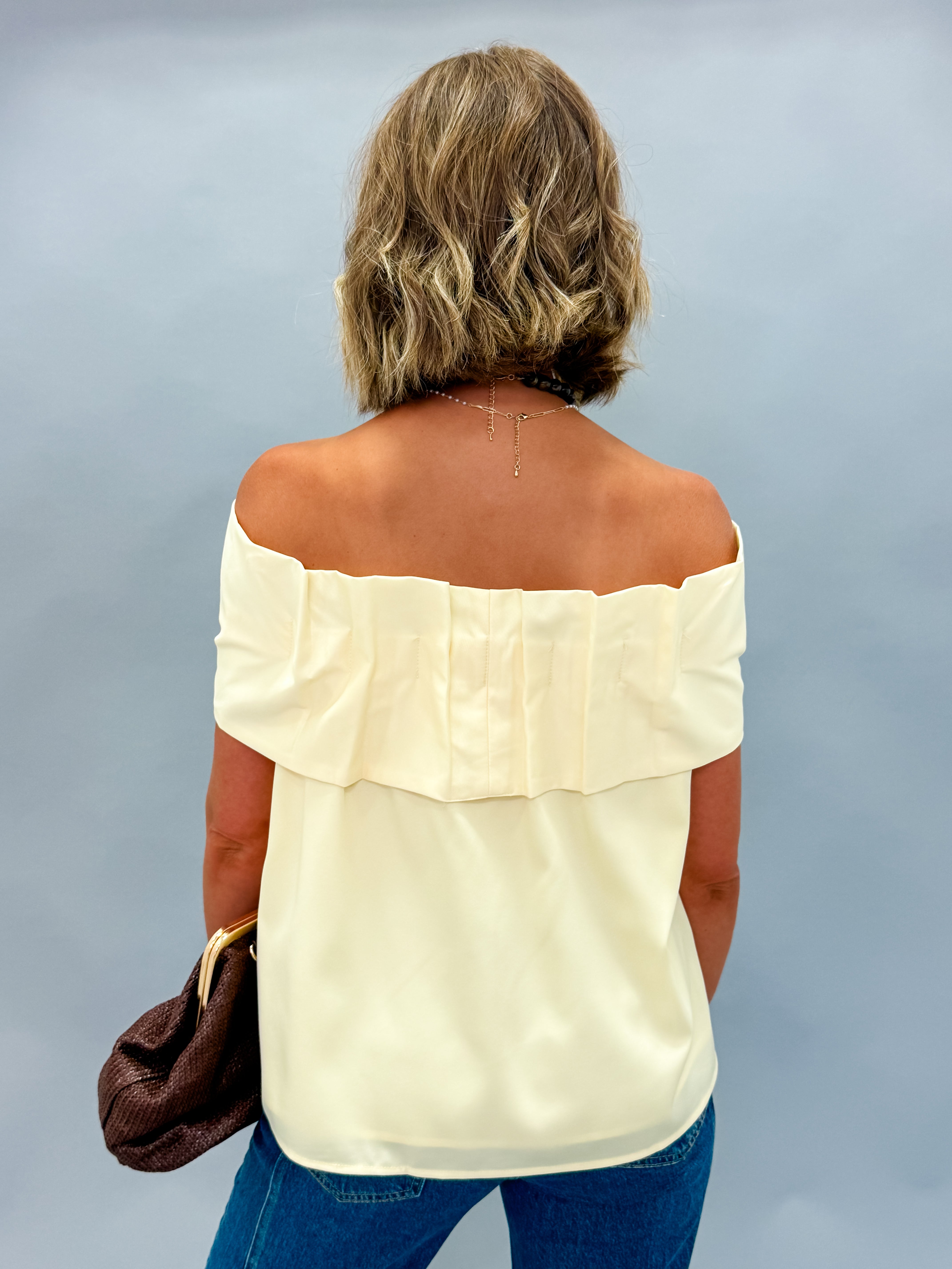 Camilla Bow Accent Off The Should Top-Yellow