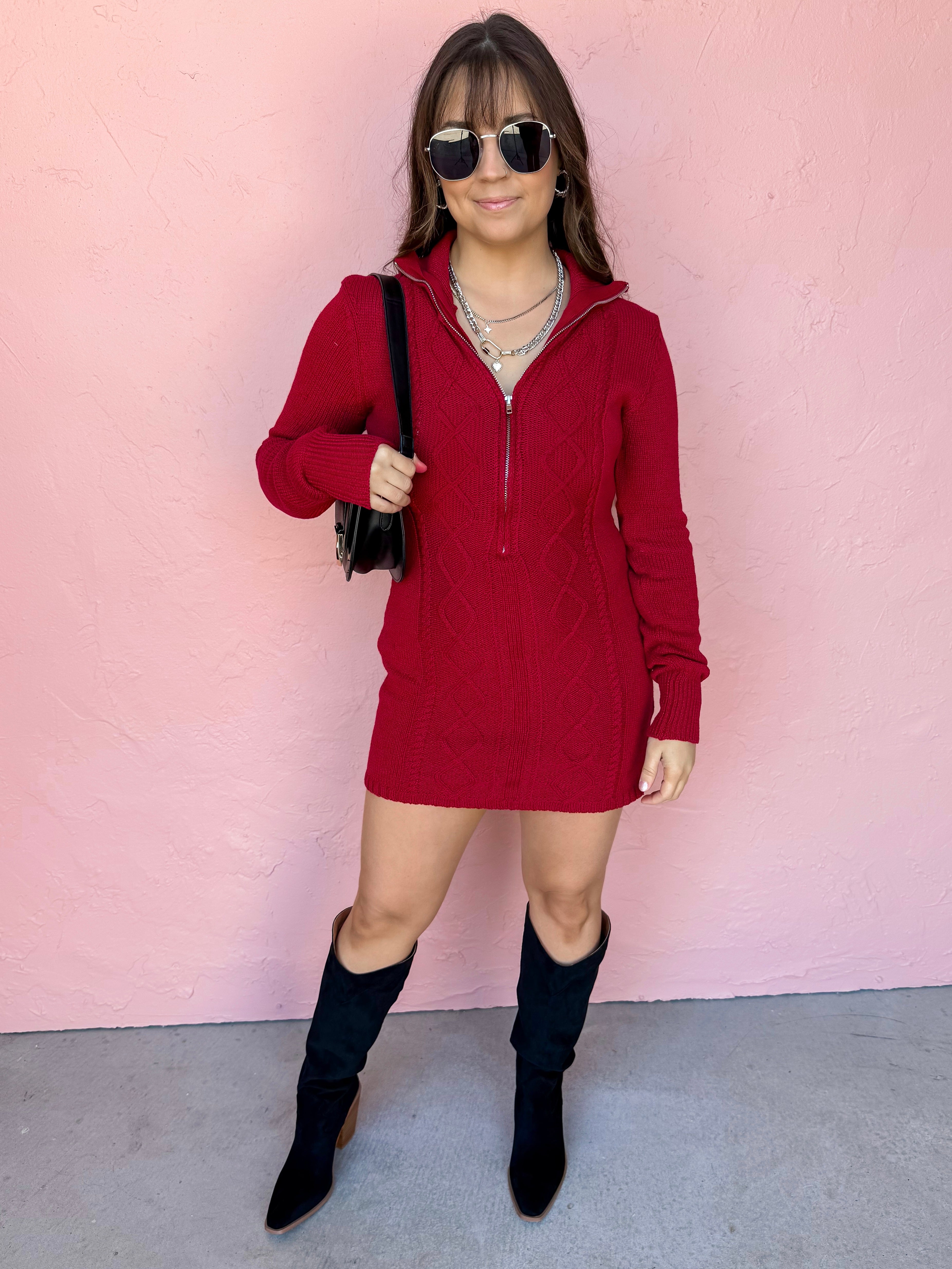 Can't Replace You Cable Knit Sweater Dress