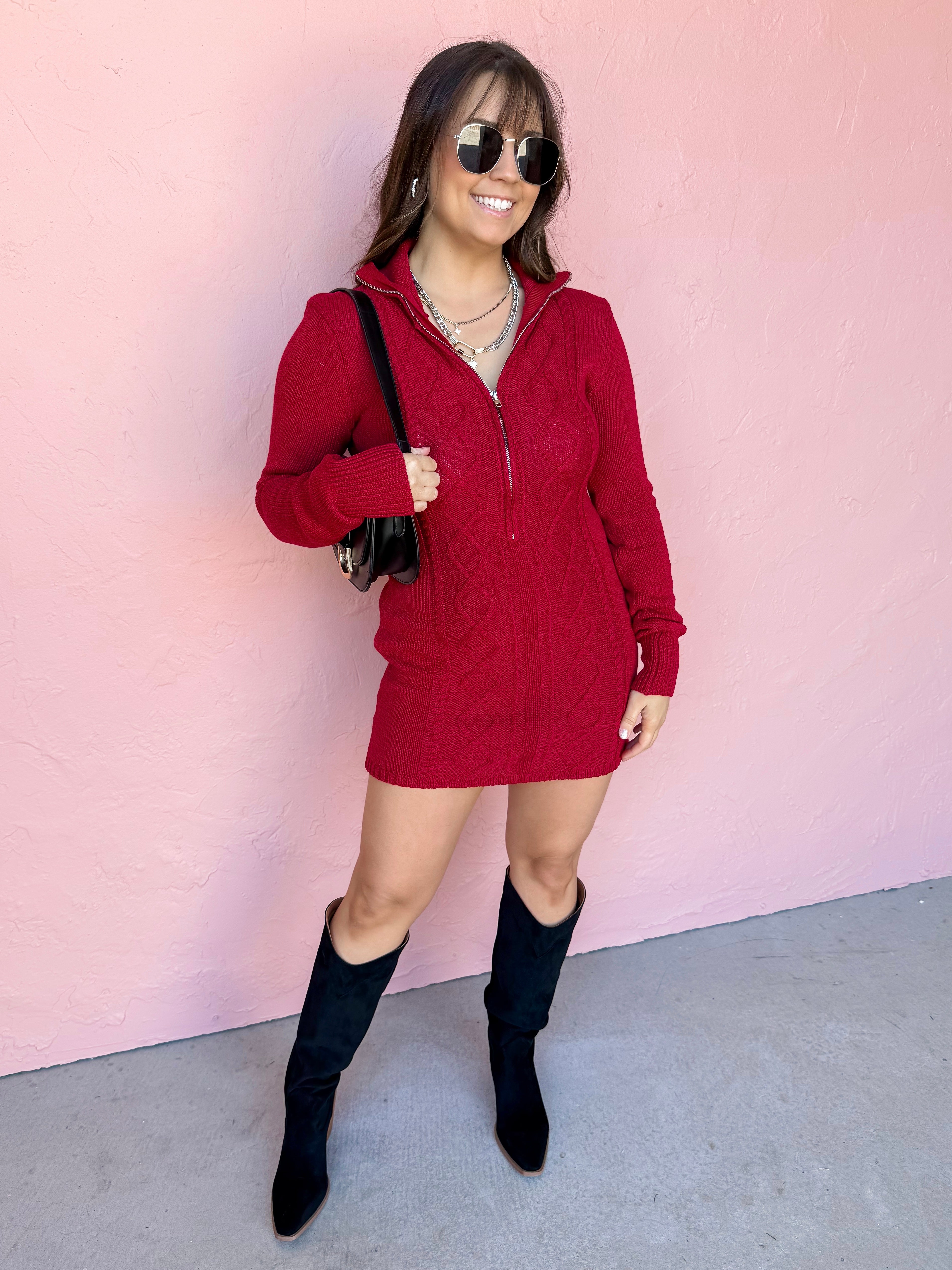 Can't Replace You Cable Knit Sweater Dress