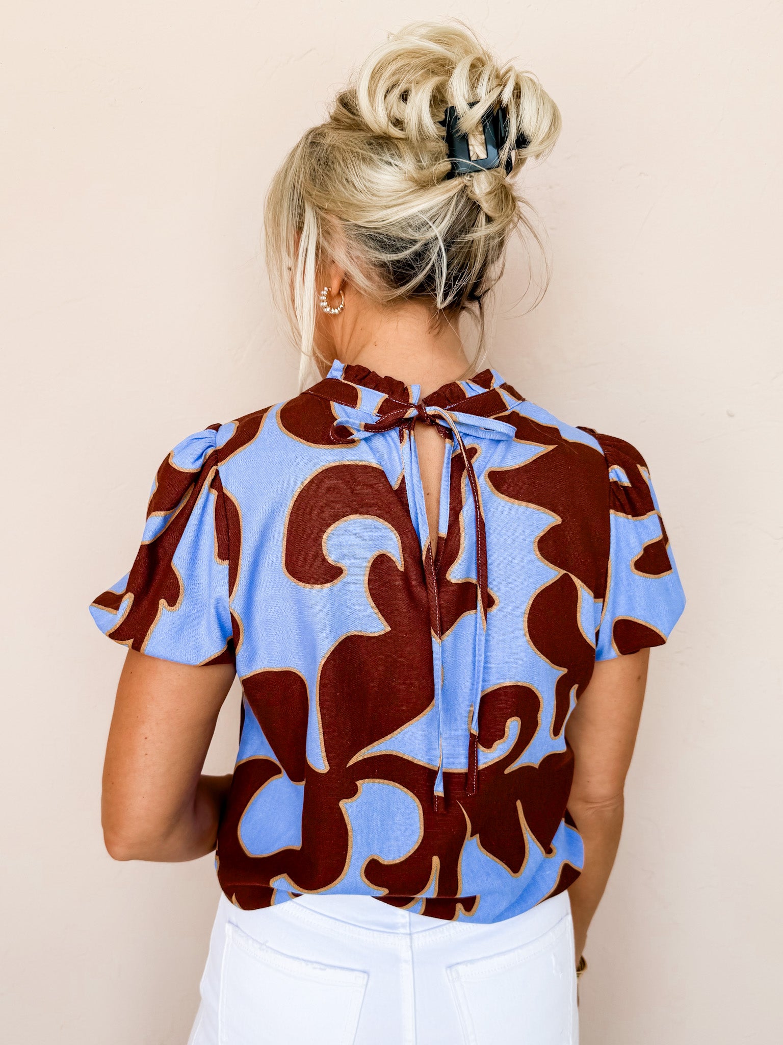 Canyon And Sky Floral Puff Sleeve Top