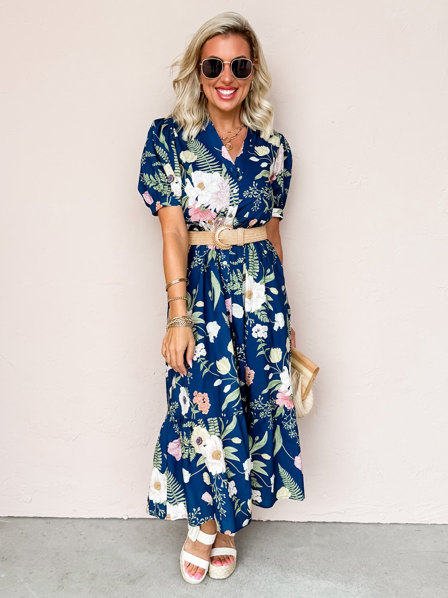 Captivating Gardens Floral Tiered Midi Dress