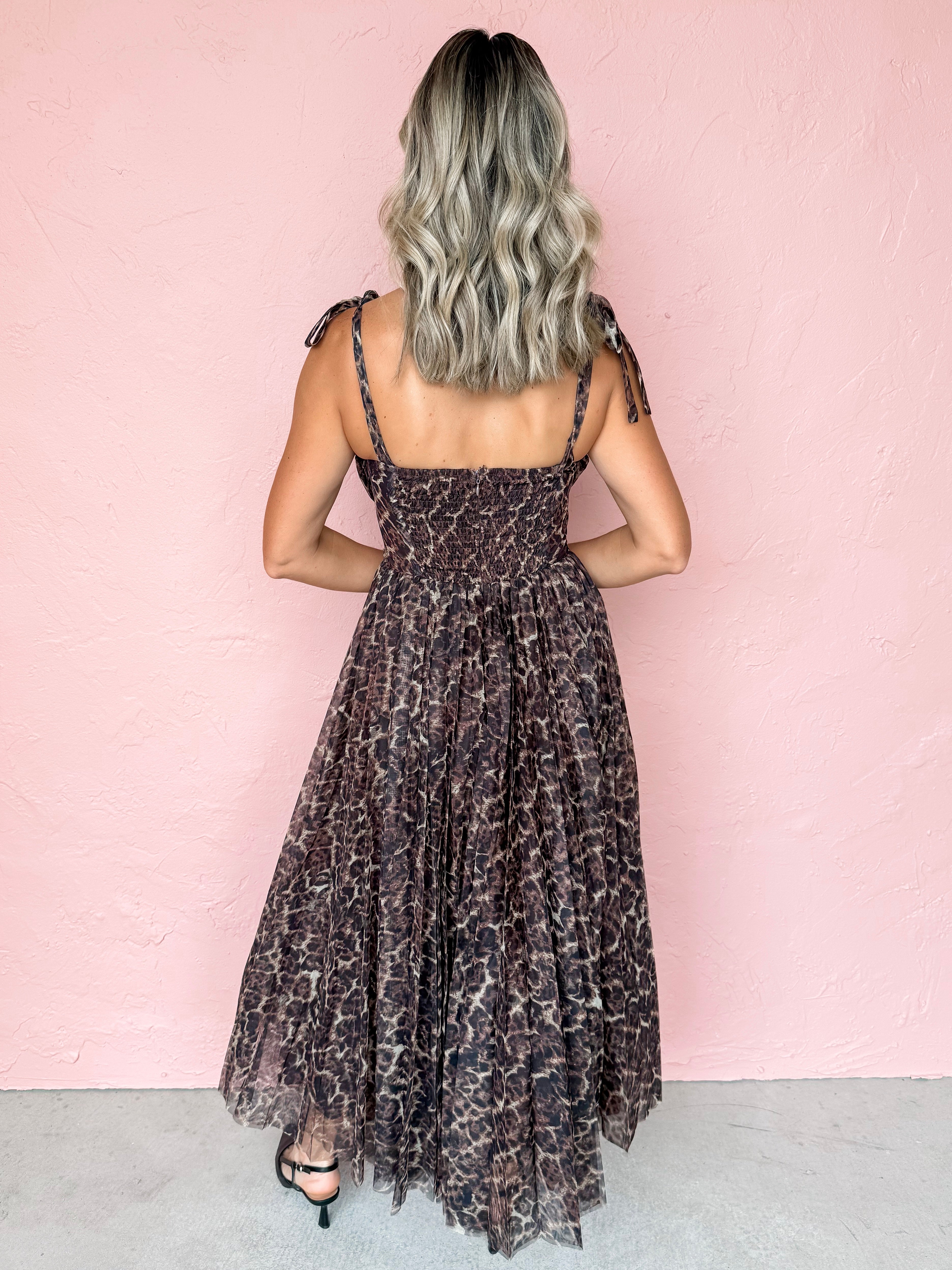 Captured By The Night Shoulder Tie Maxi Dress