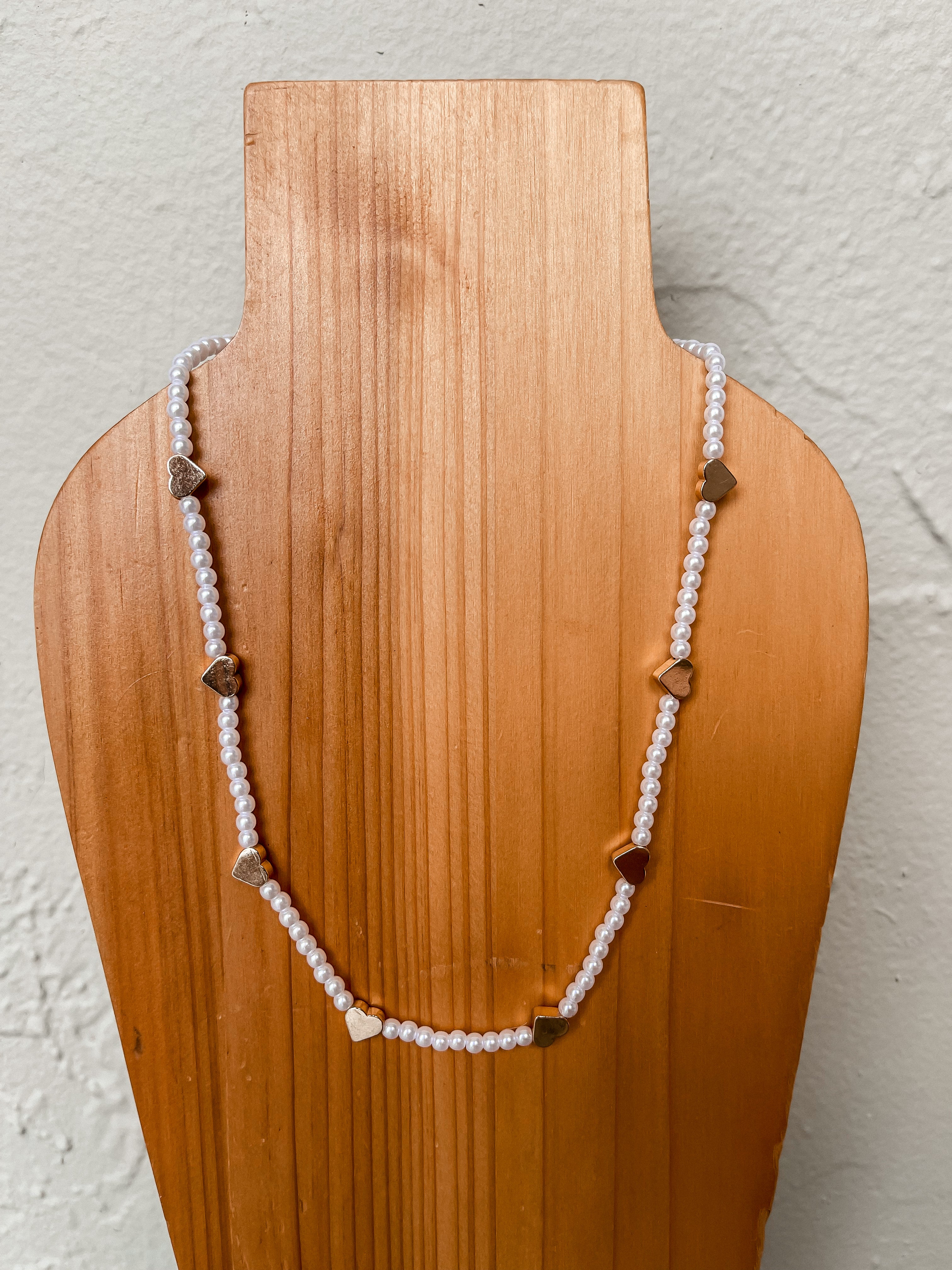 Caring Heart Pearl Beaded Necklace