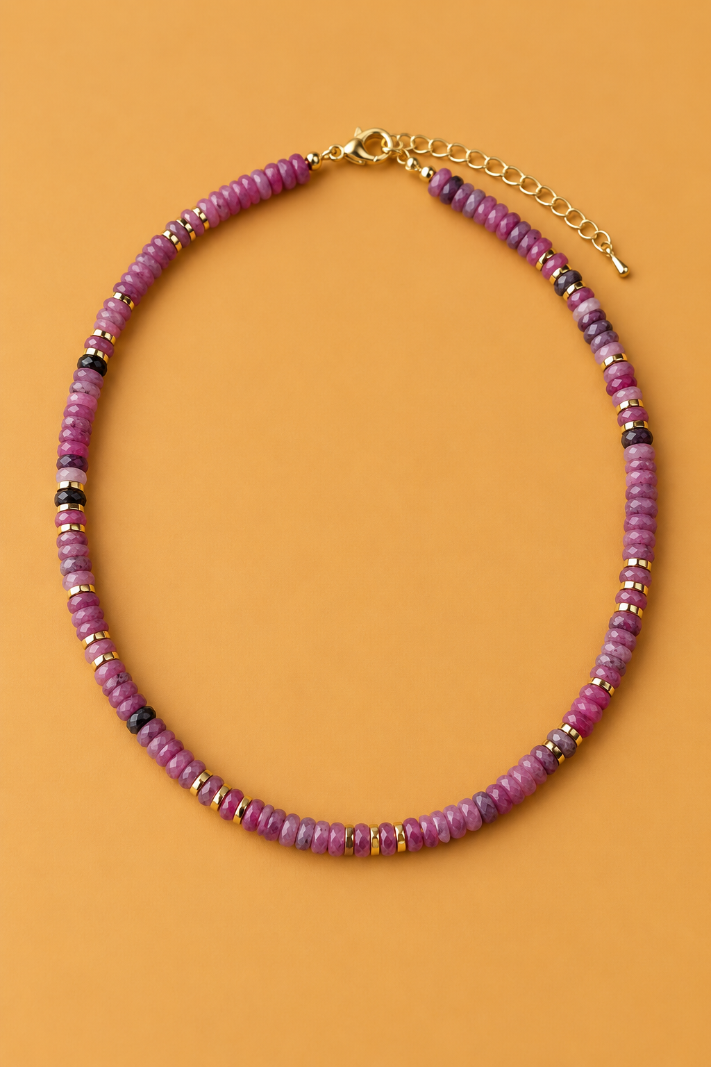 Caroline Disc Beaded Gold Accent Necklace-Blush