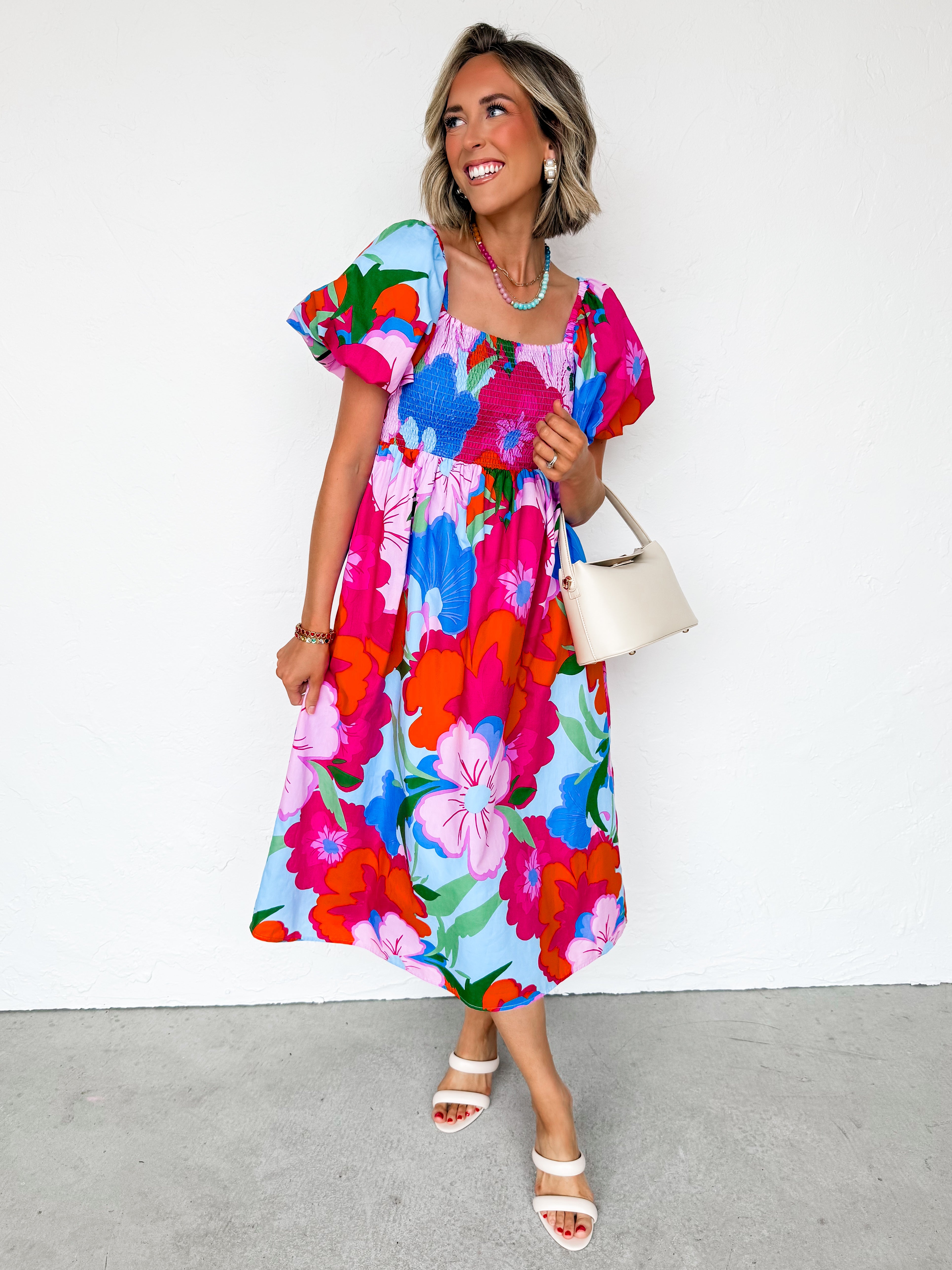 Casandra Floral Smocked Midi Dress