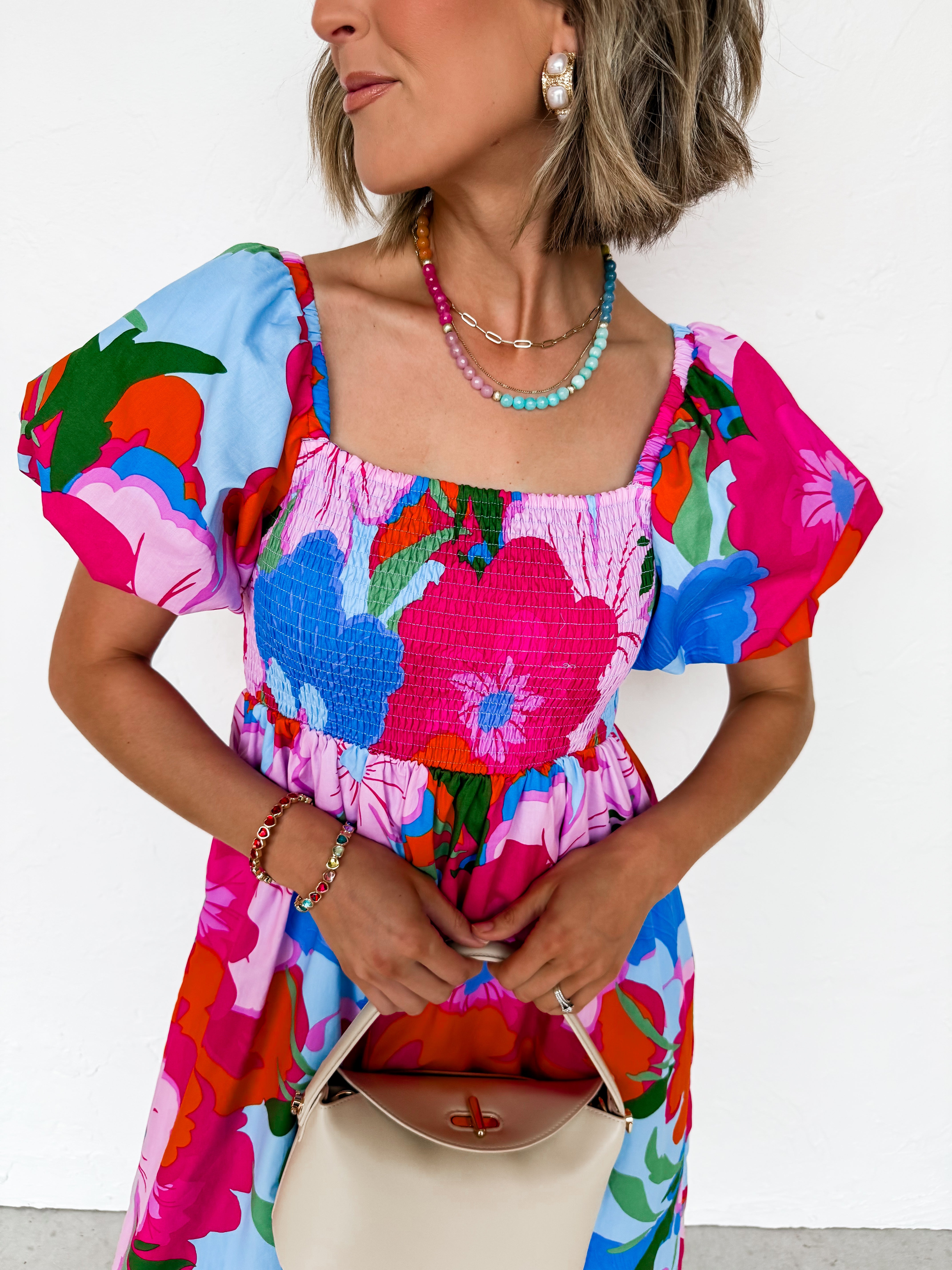 Casandra Floral Smocked Midi Dress