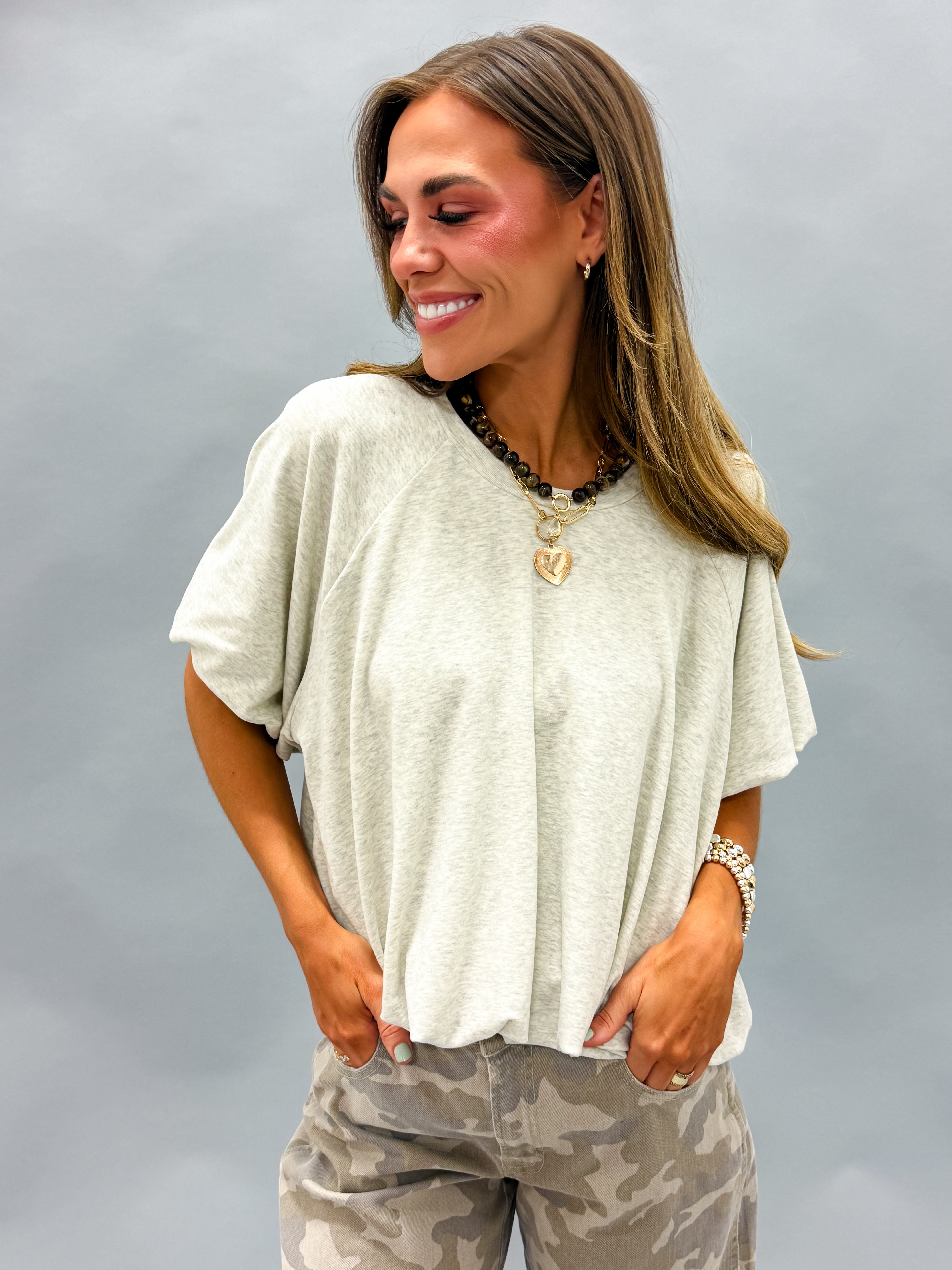 Celine Two Tone Jersey Knit Bubble Top