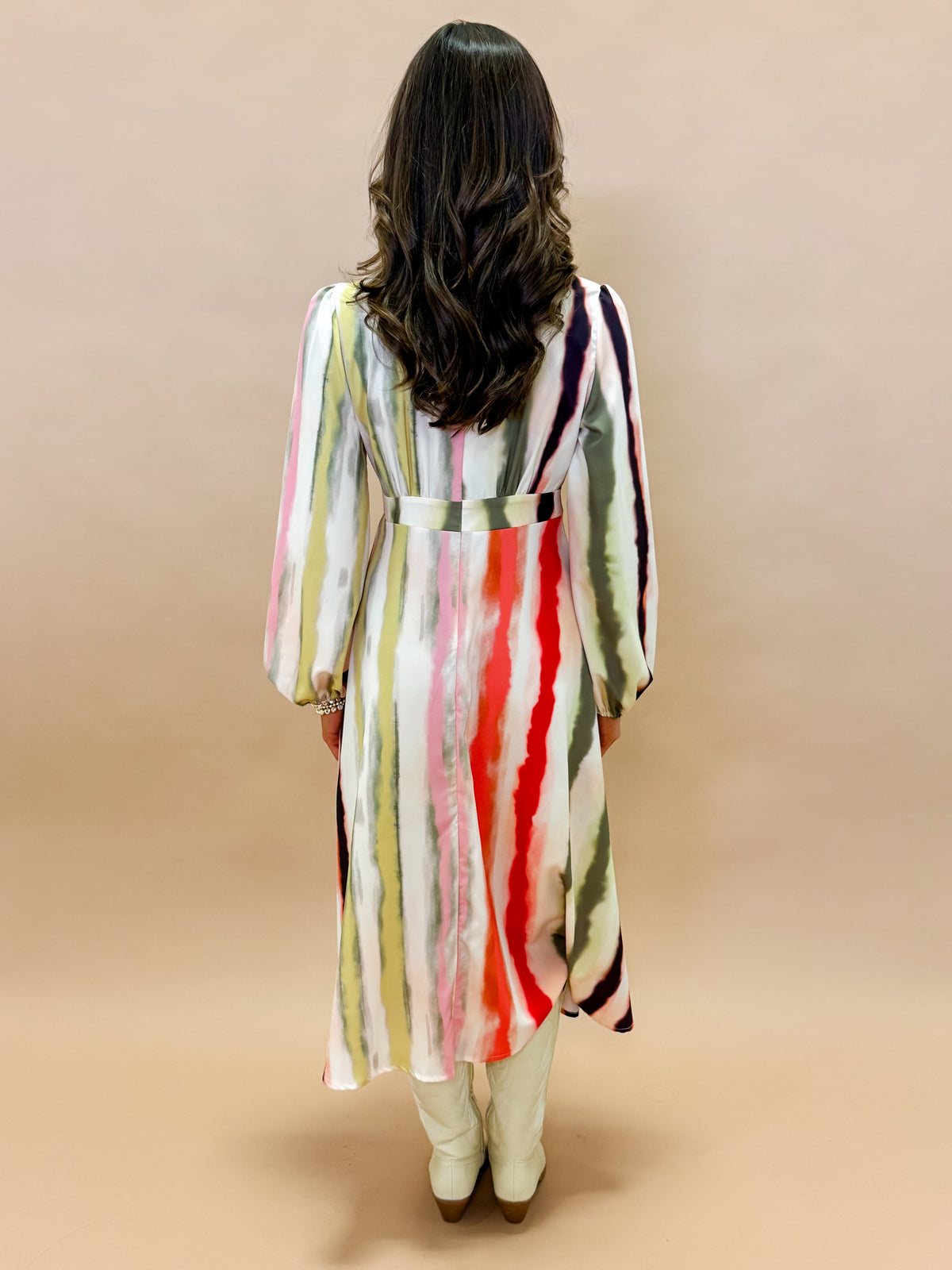 Chandler Striped Pleated Midi Dress