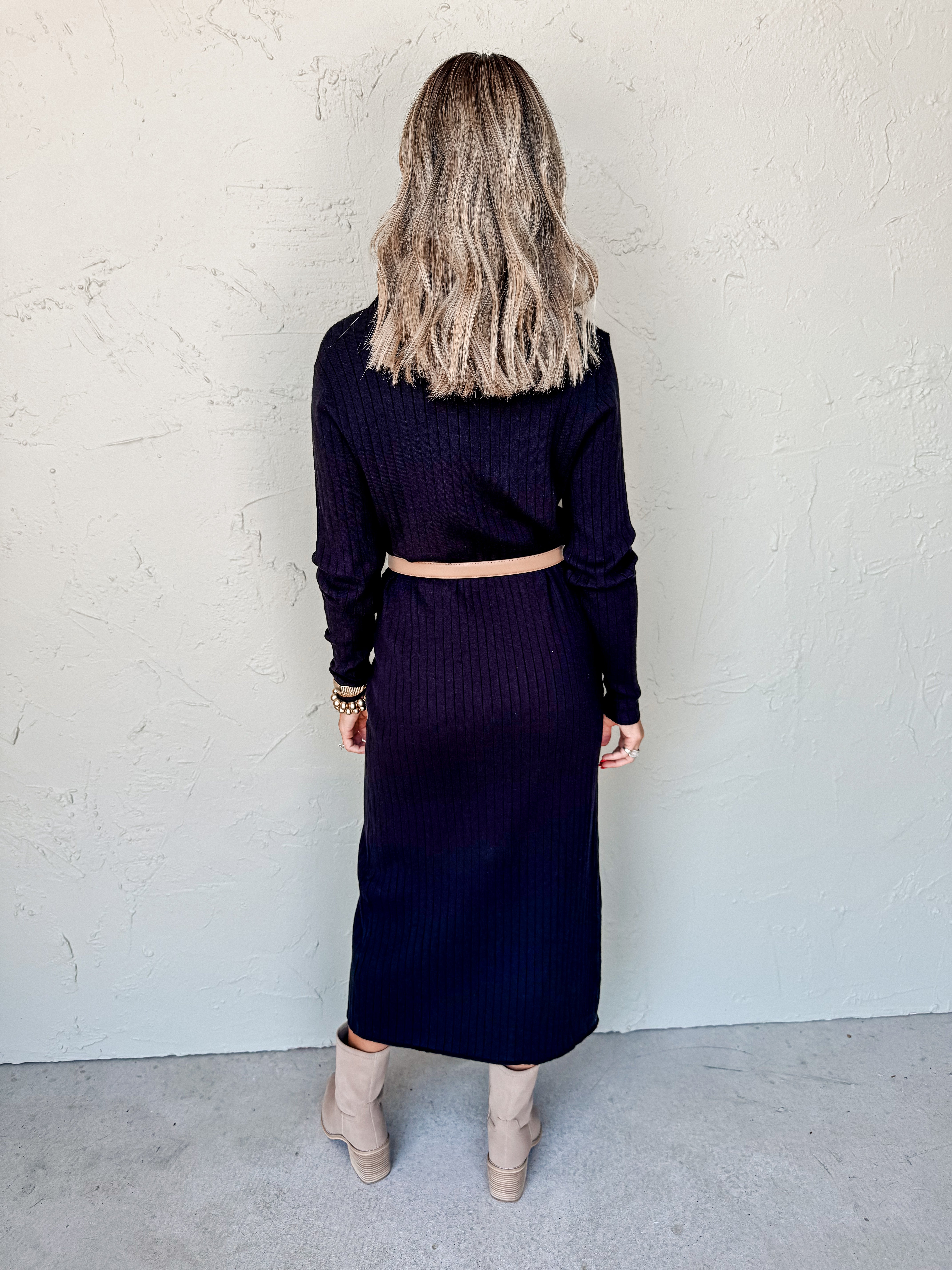 Changing Locations Button Front Sweater Dress