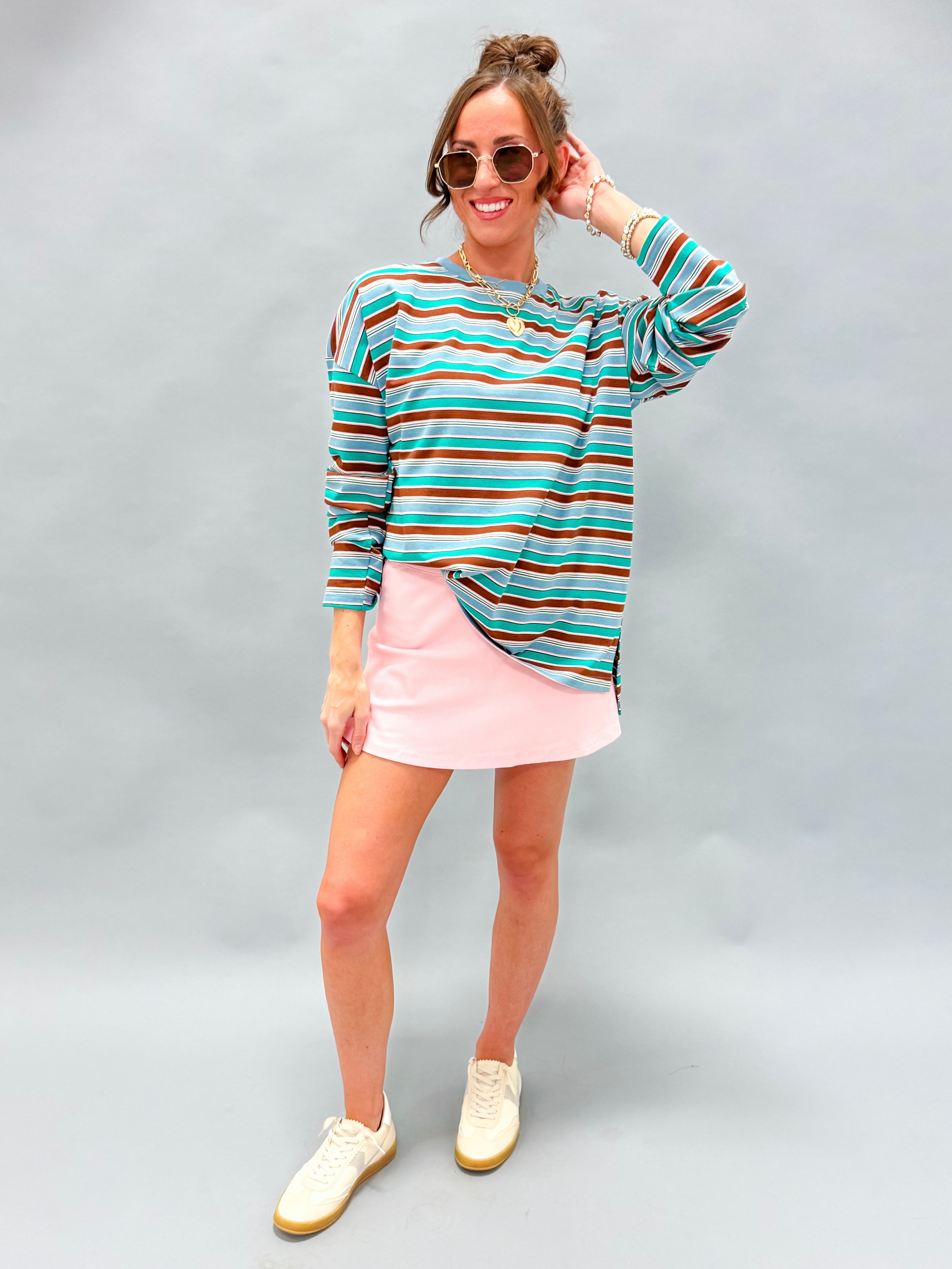 Melody Ribbed Mini Skirt-Pink