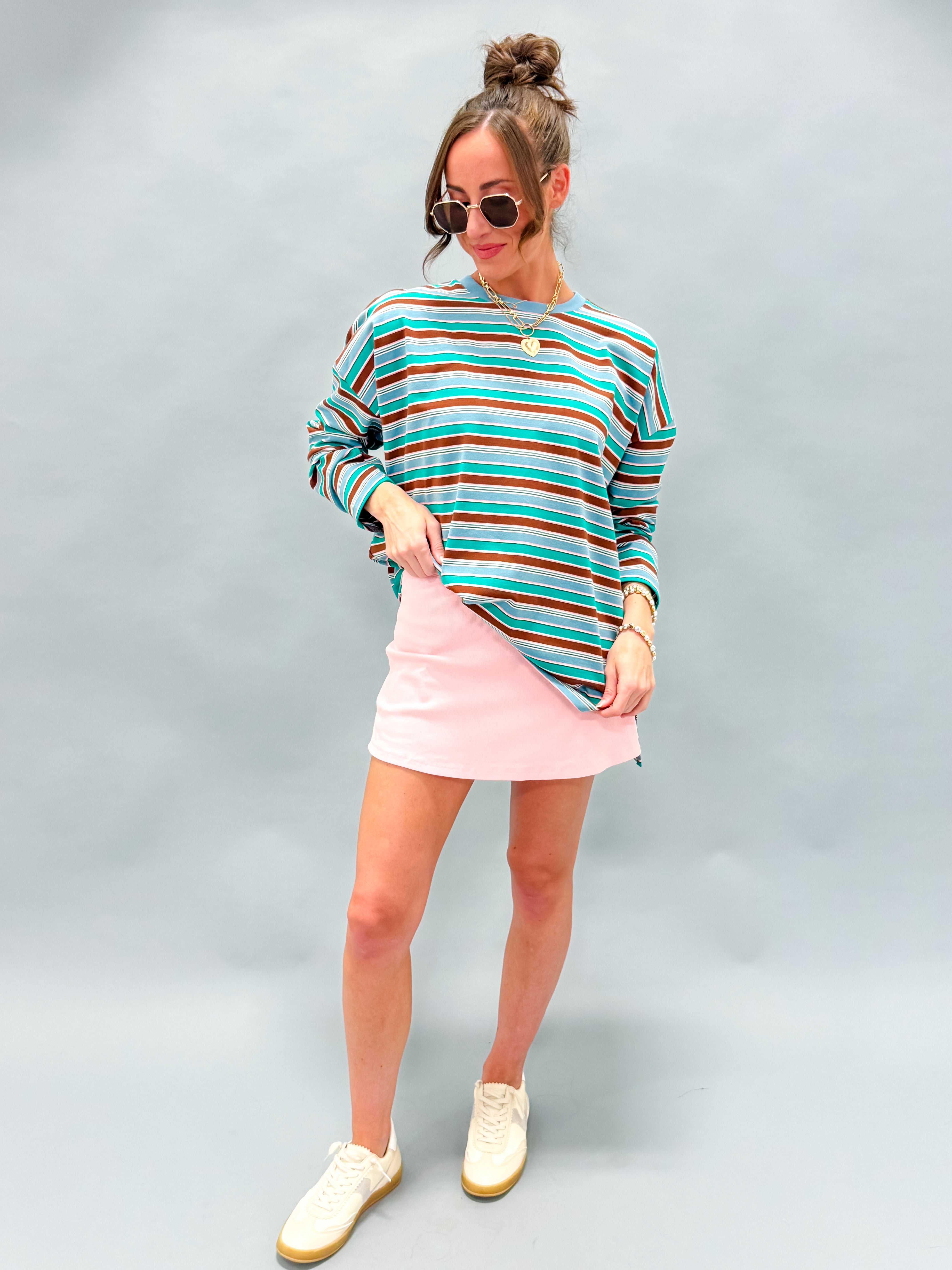 Melody Ribbed Mini Skirt-Pink