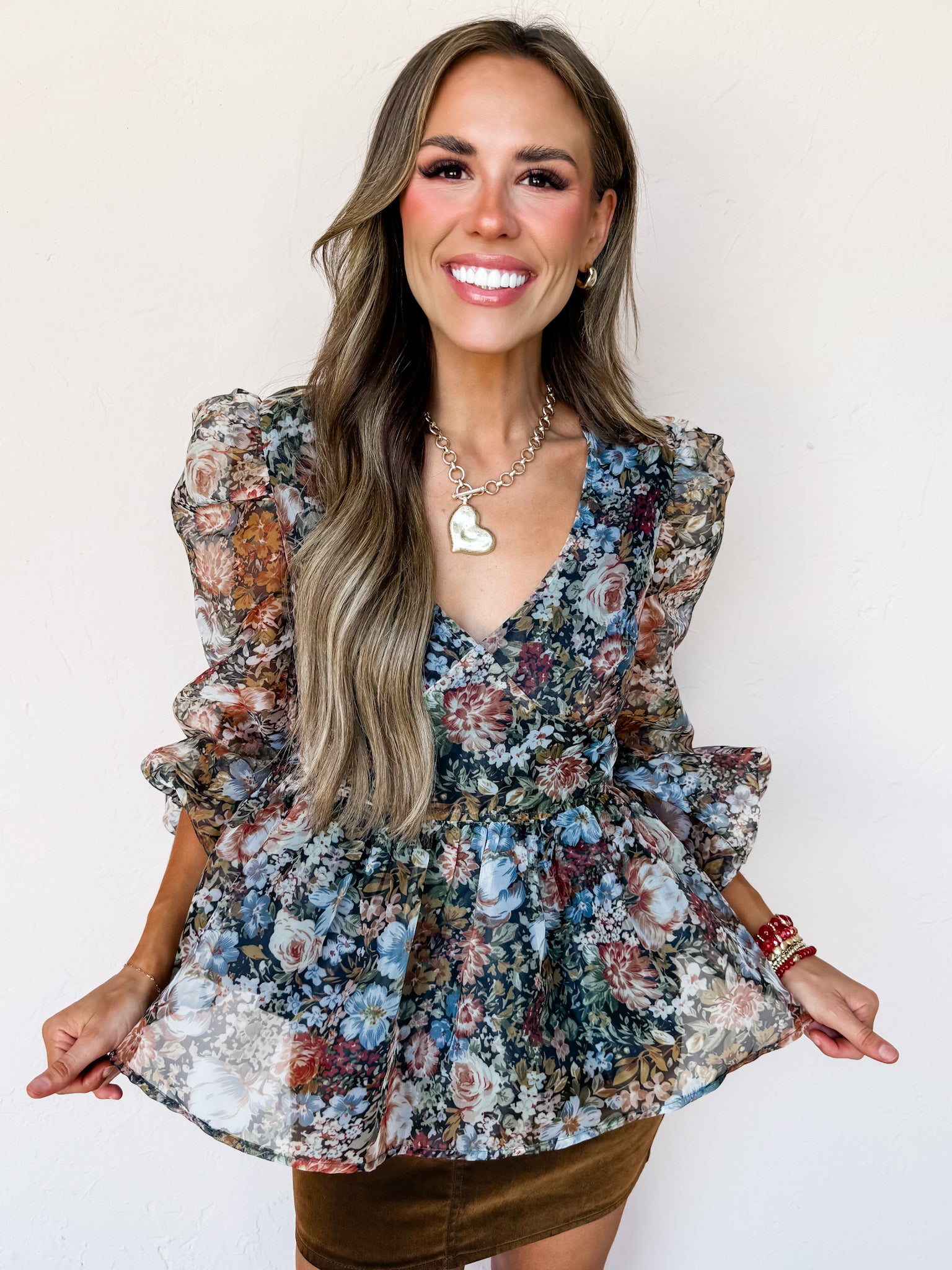 Charming Embrace Floral Organza Peplum Top