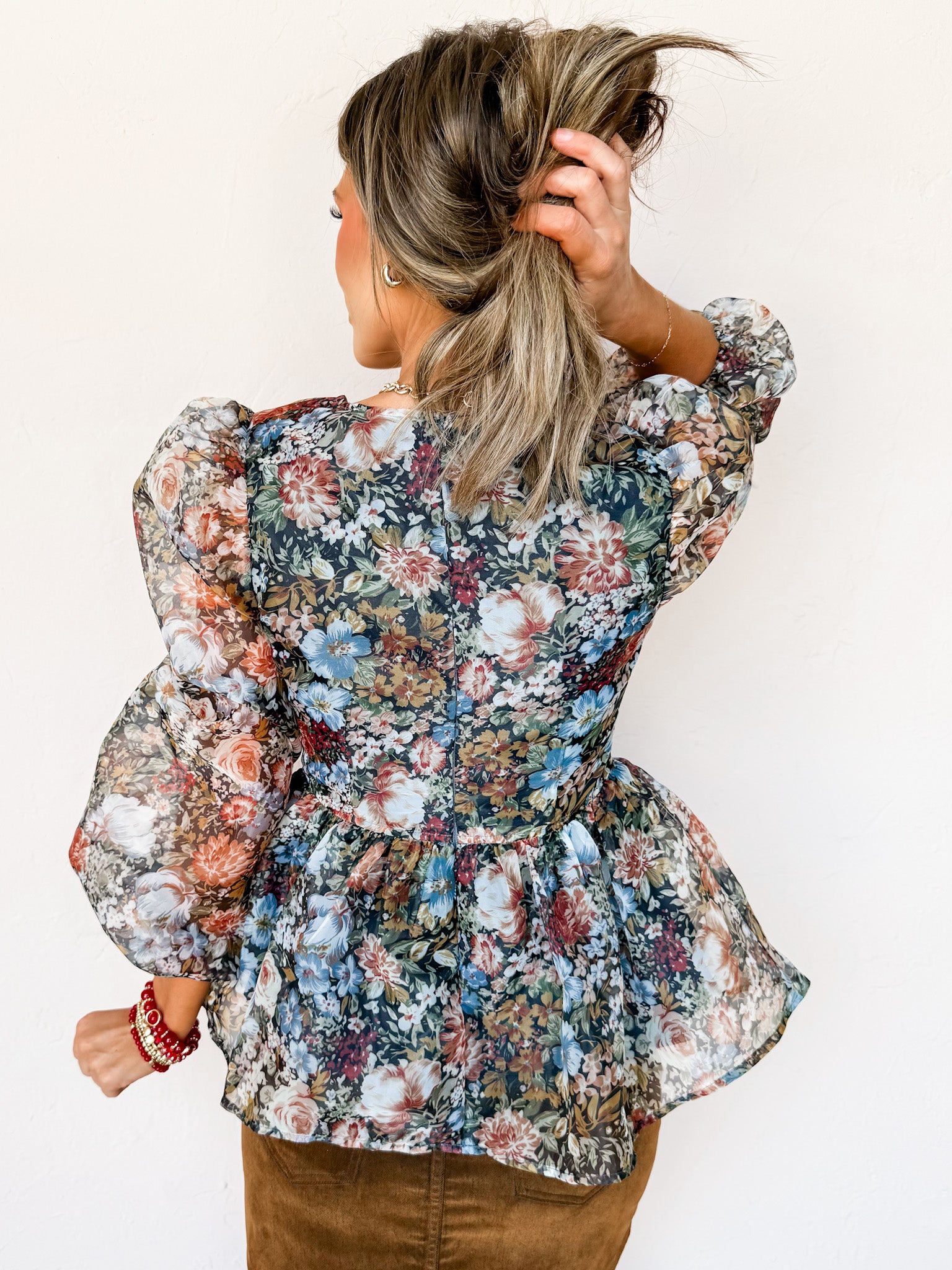 Charming Embrace Floral Organza Peplum Top