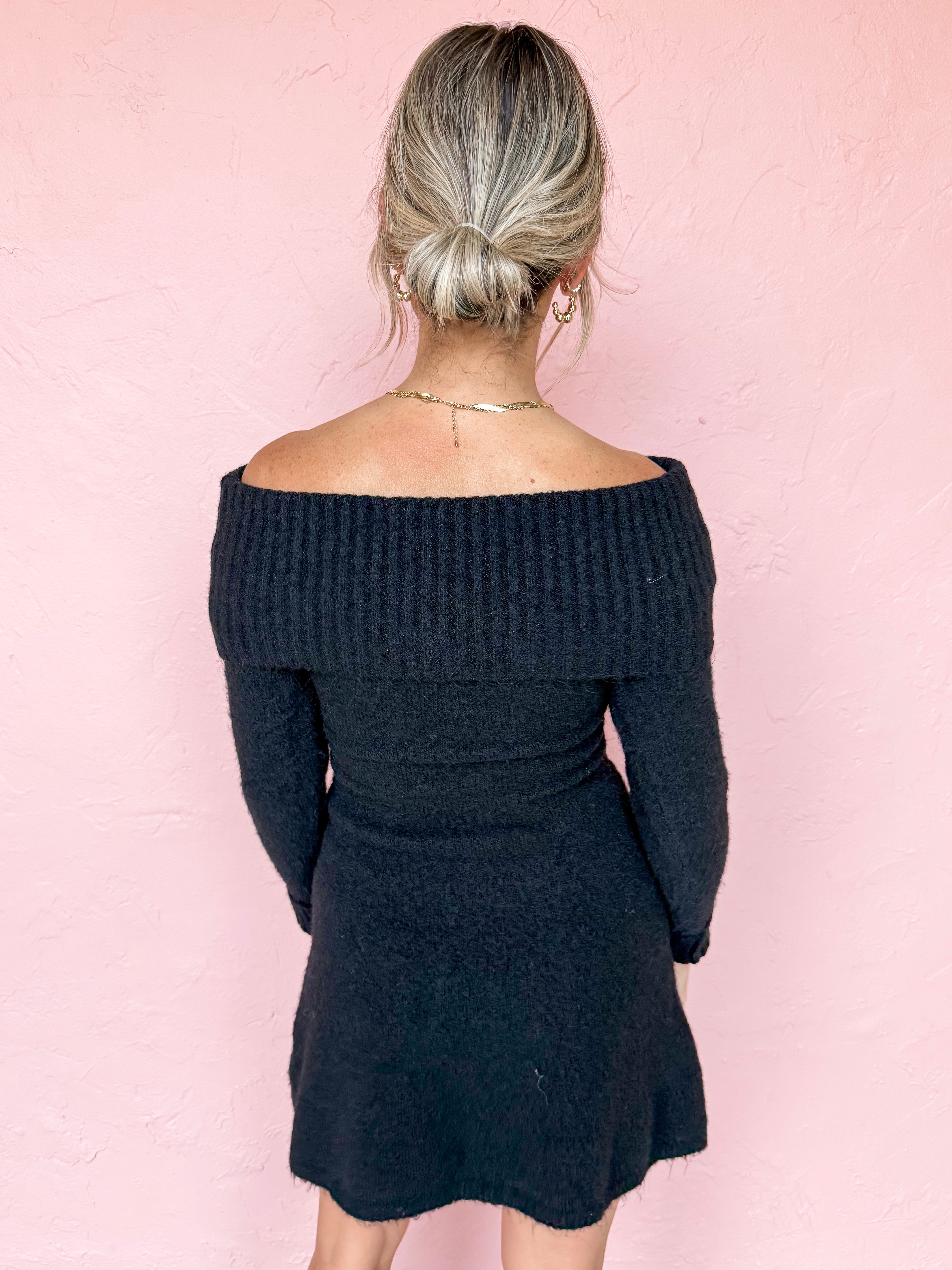 Charming Encounters Off The Shoulder Sweater Dress