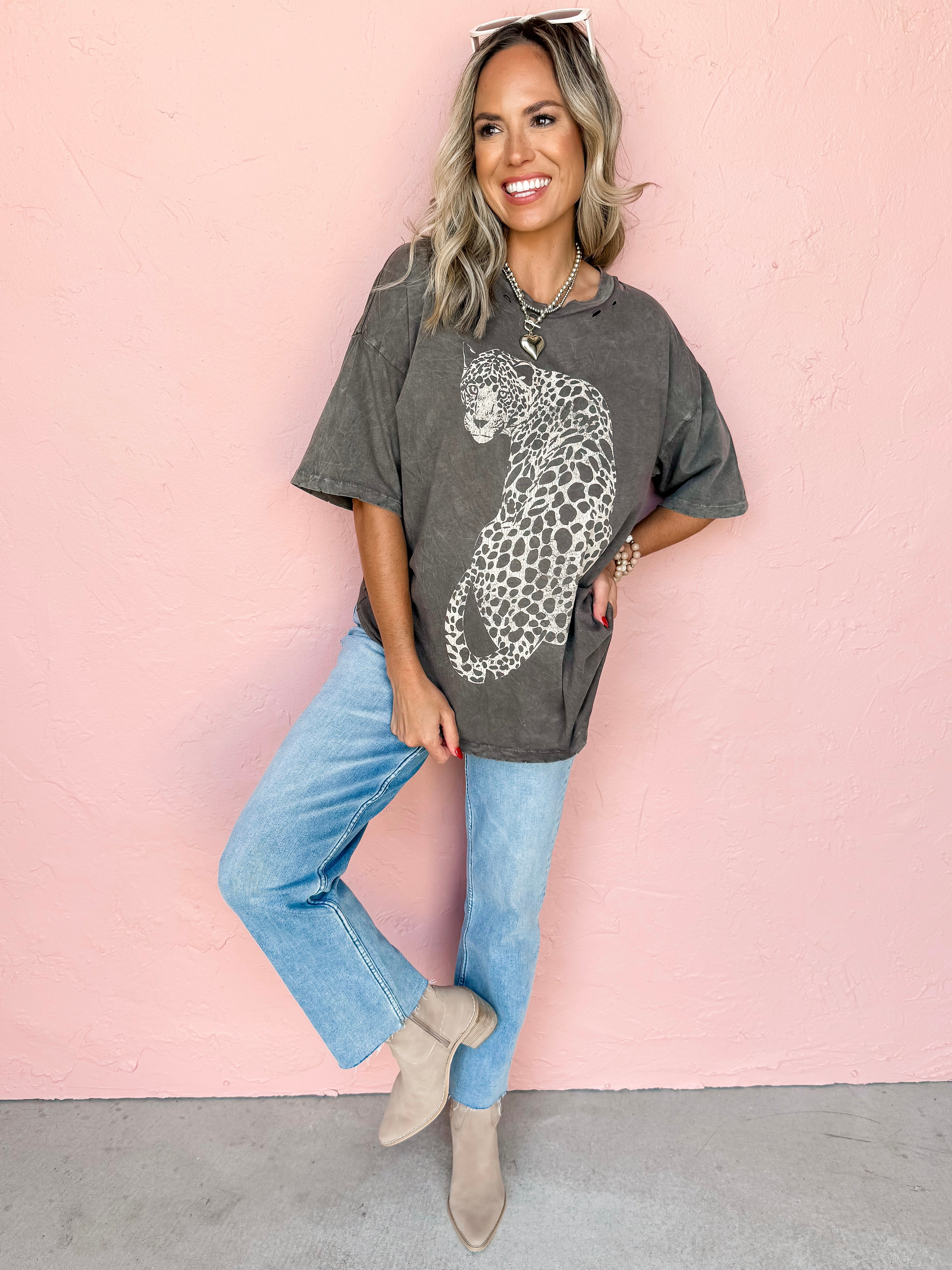 Cheetah Mineral Wash Graphic Tee