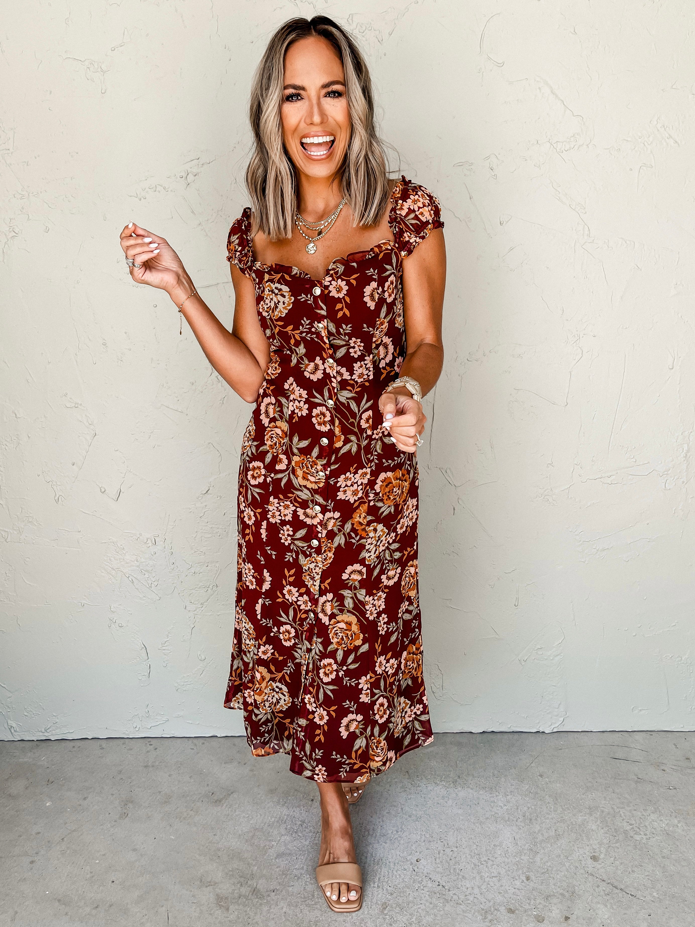 Cherished Moment Floral Midi Dress