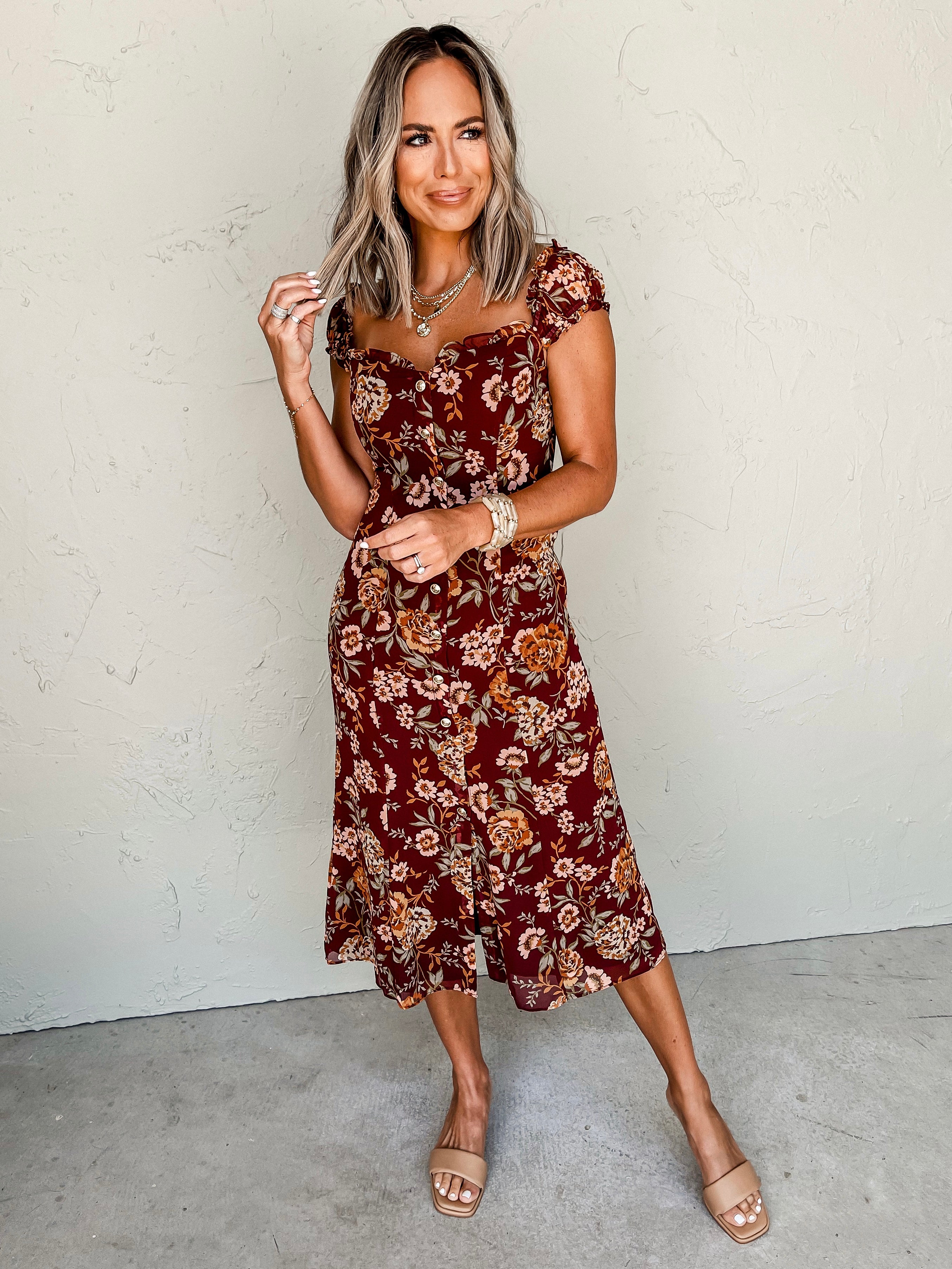 Cherished Moment Floral Midi Dress