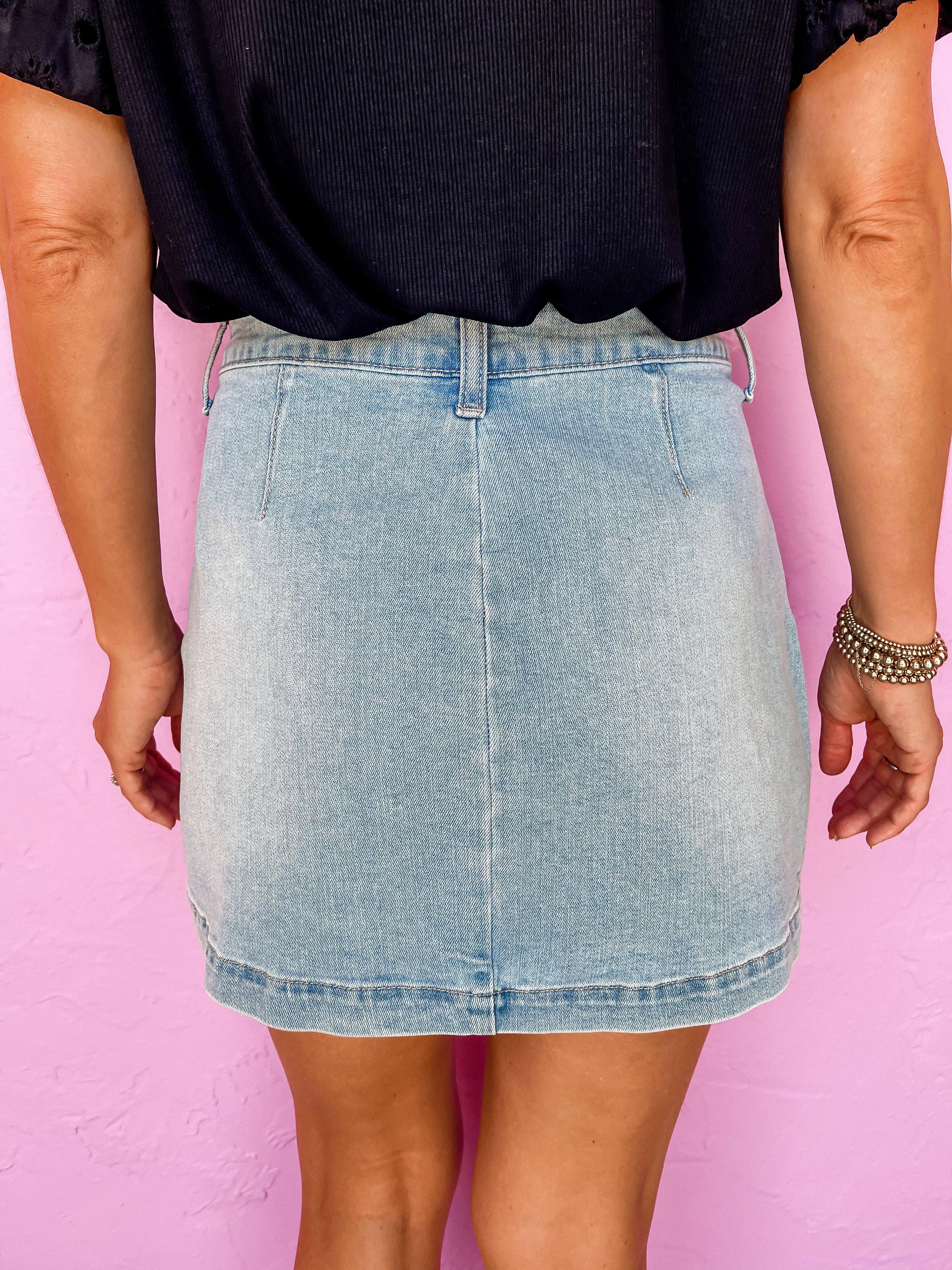 Cheyenne Pleated Denim Skirt