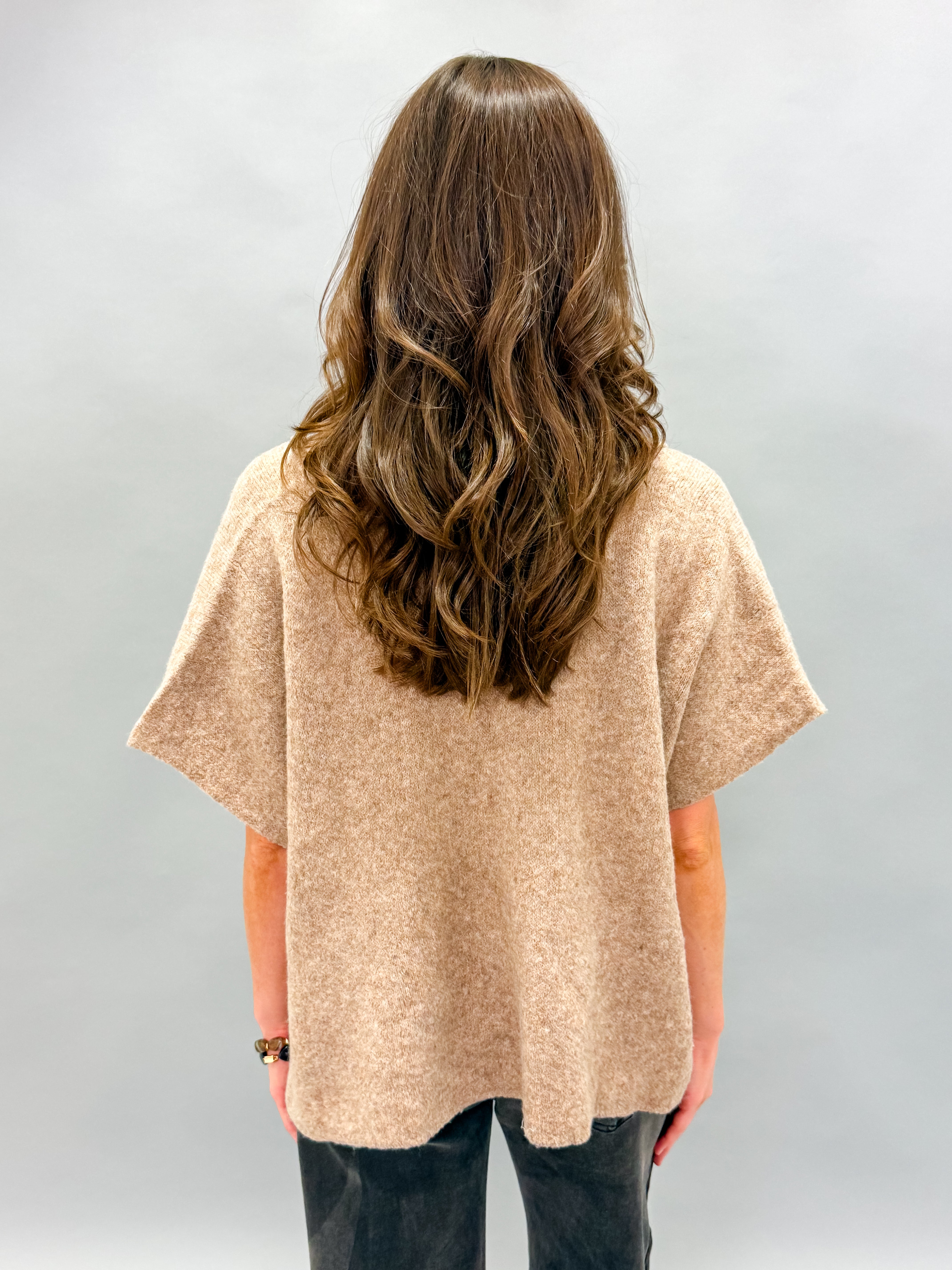 Cheyenne Button Up Cape Cardigan-Latte