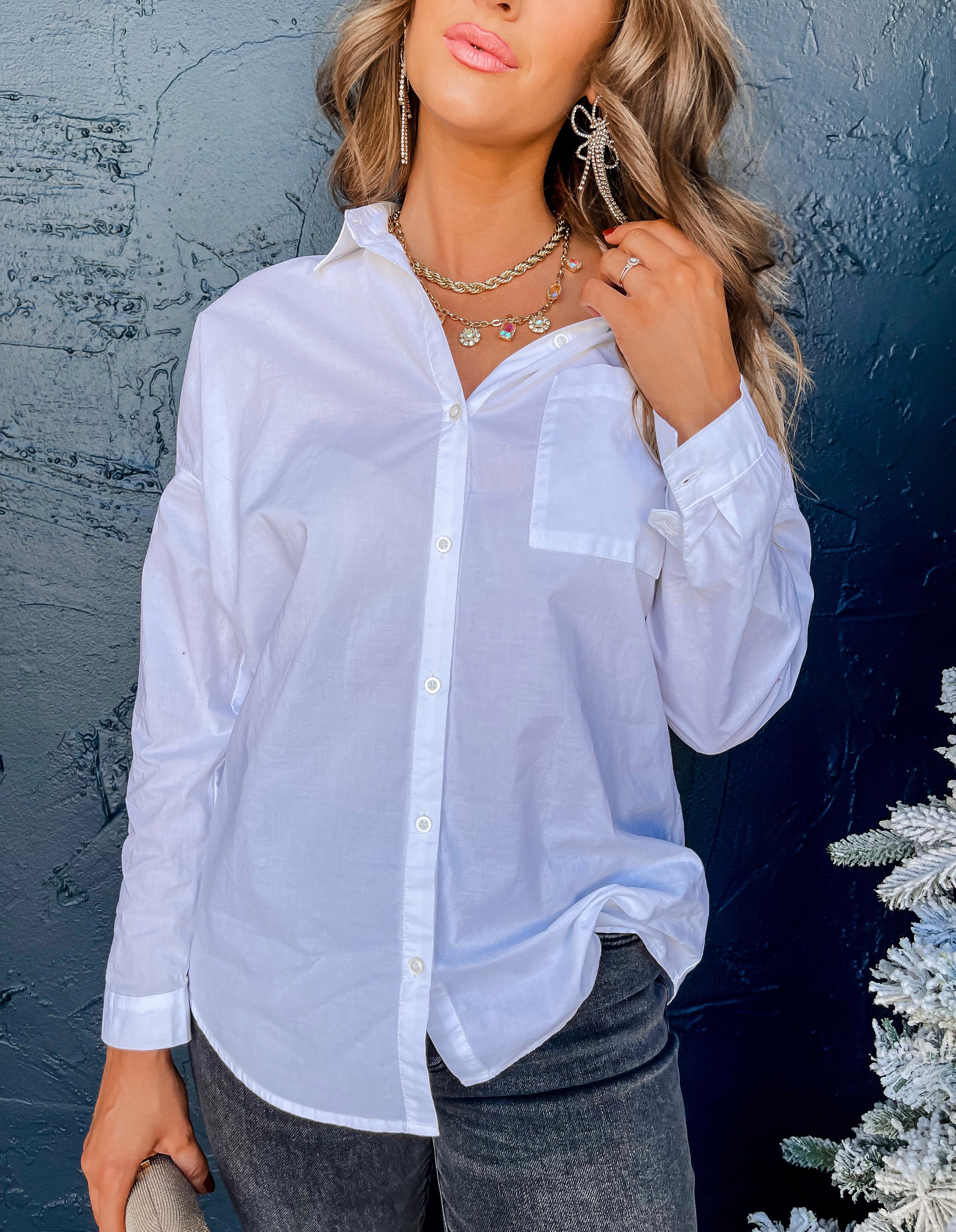 Chic And Simple Oversized Button Front Top