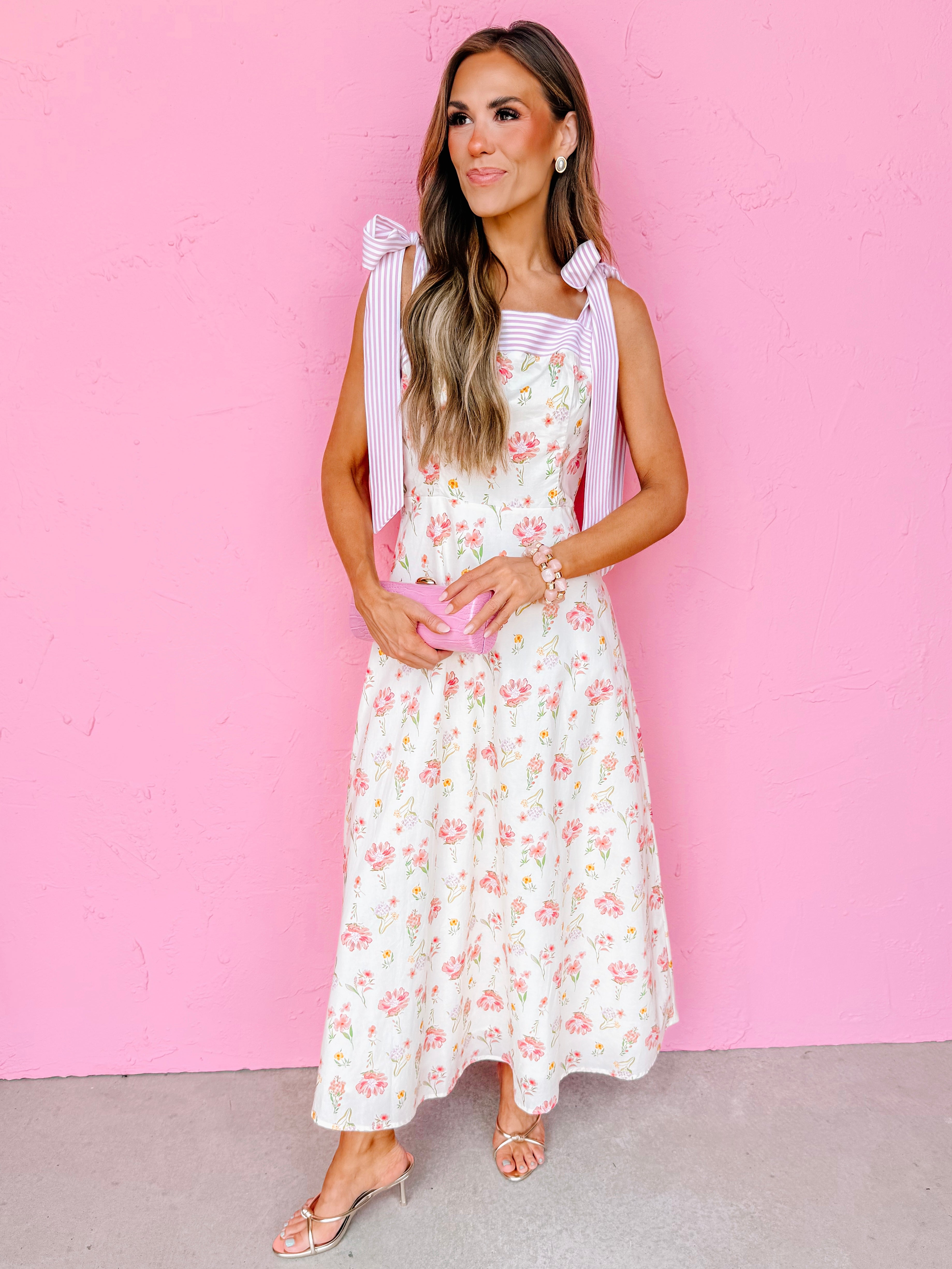 Christy Floral A Line Midi Dress