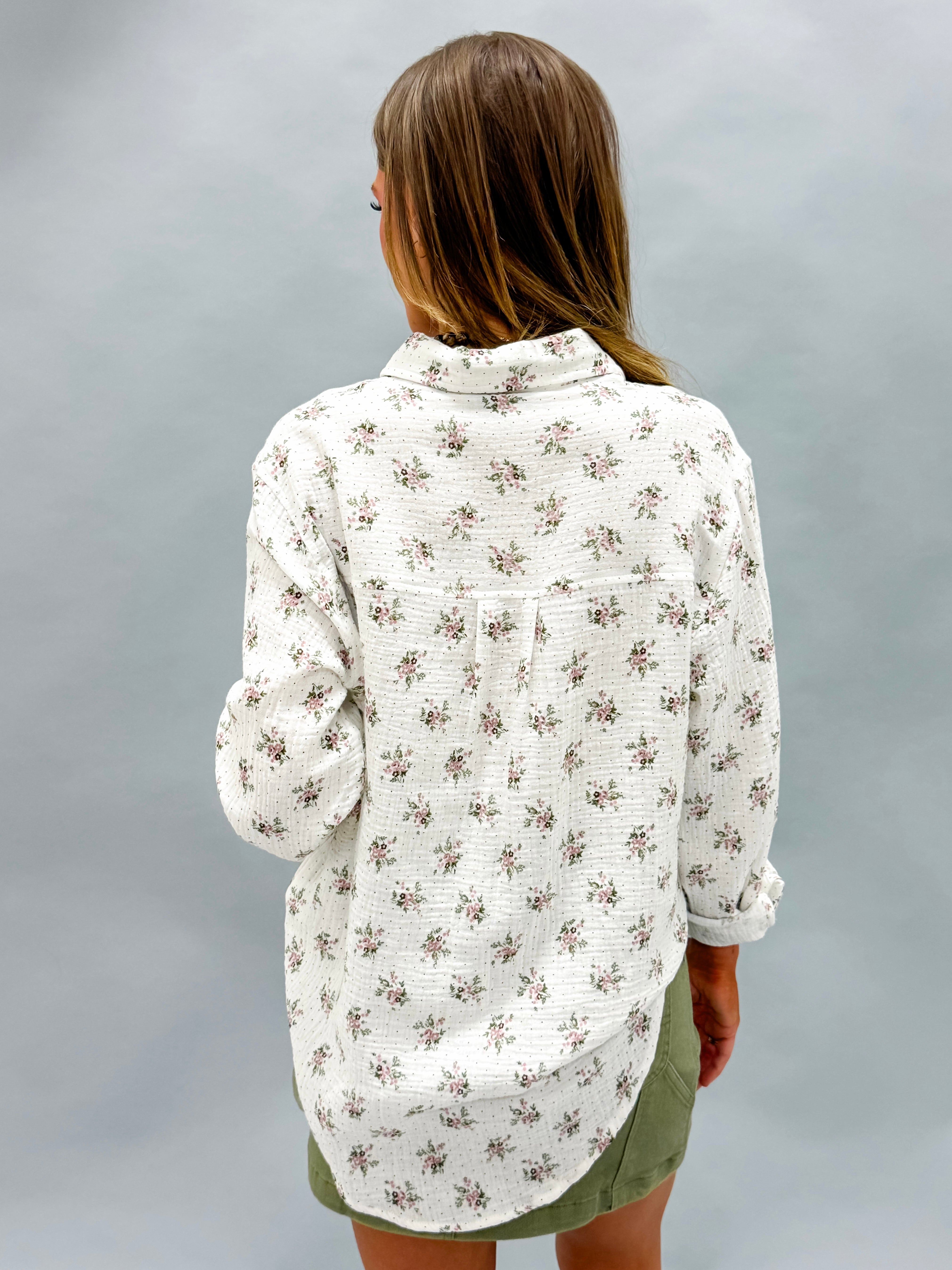 Cleo Gauze Button Down Floral Shirt