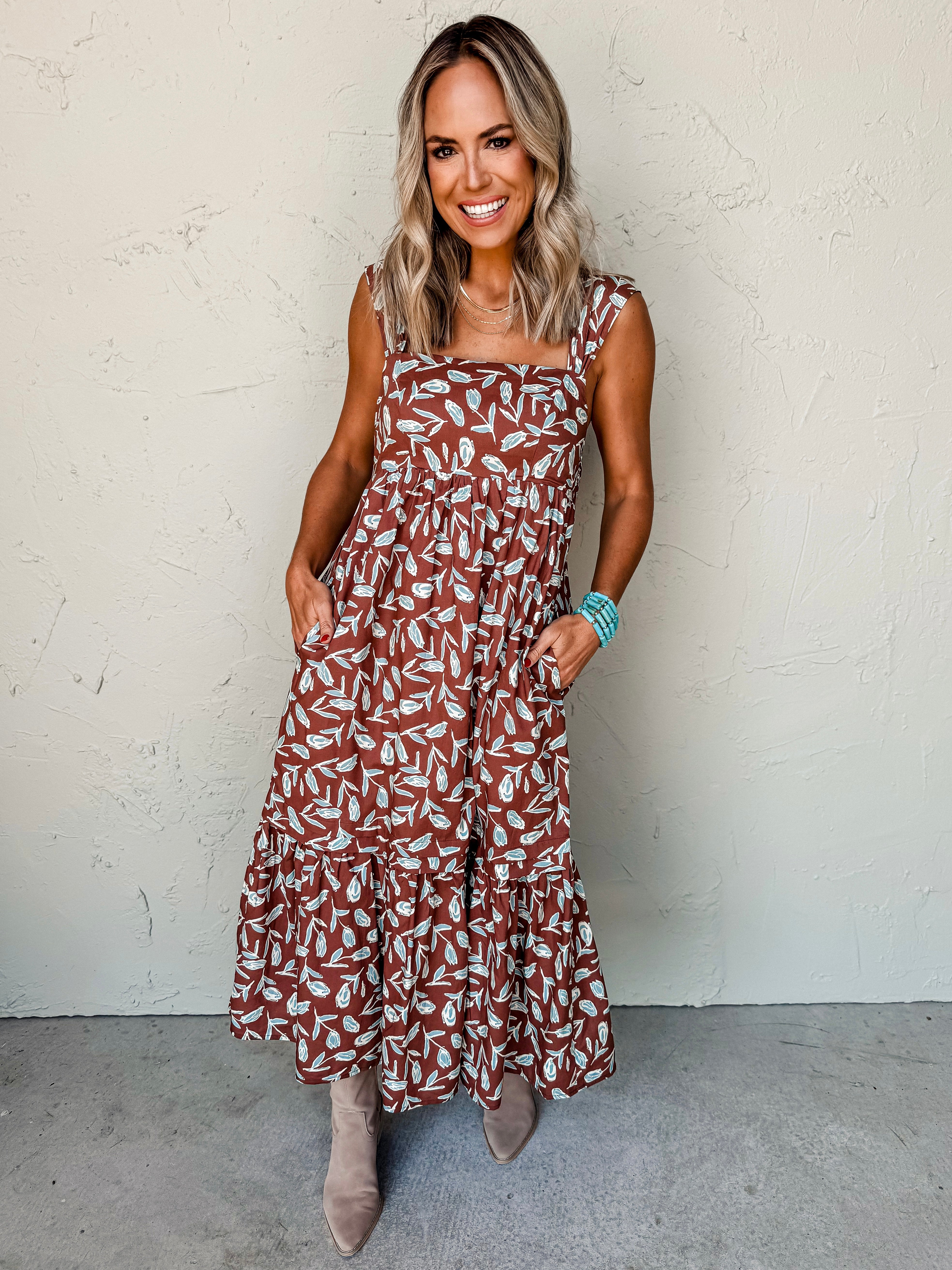 Coffee And Friends Floral Midi Dress