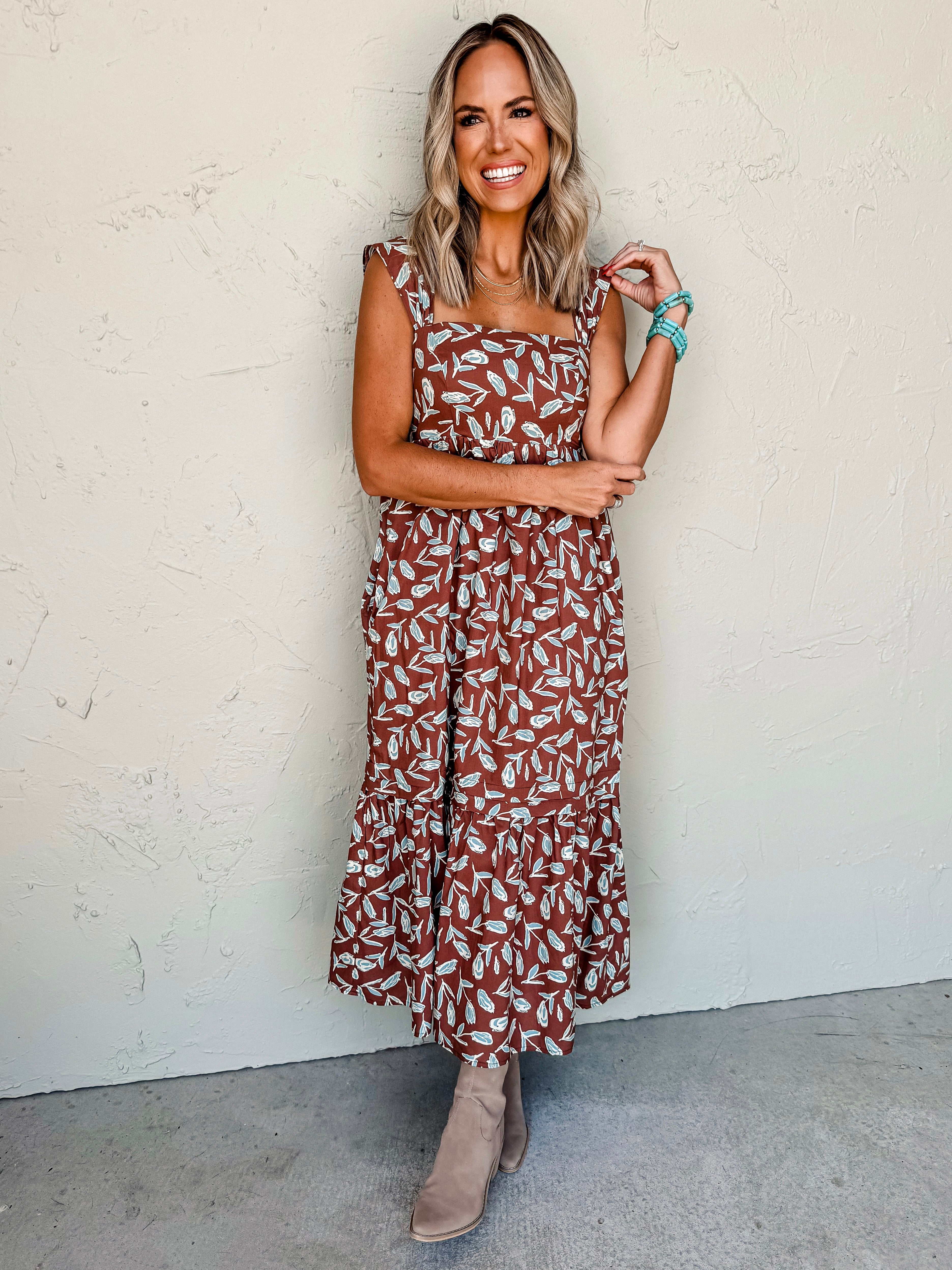 Coffee And Friends Floral Midi Dress